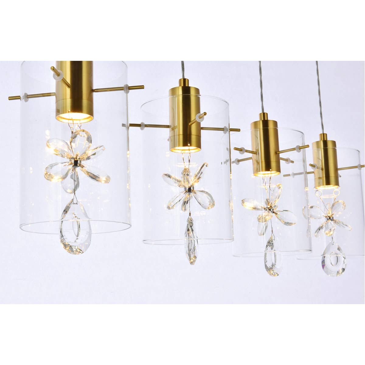 Luxury Hana 5-Light Gold Pendant Light Fixture for Living Room, Kitchen, Bedroom & Hallway - Modern Ceiling Lighting for Dining Room, Foyer & Entryway