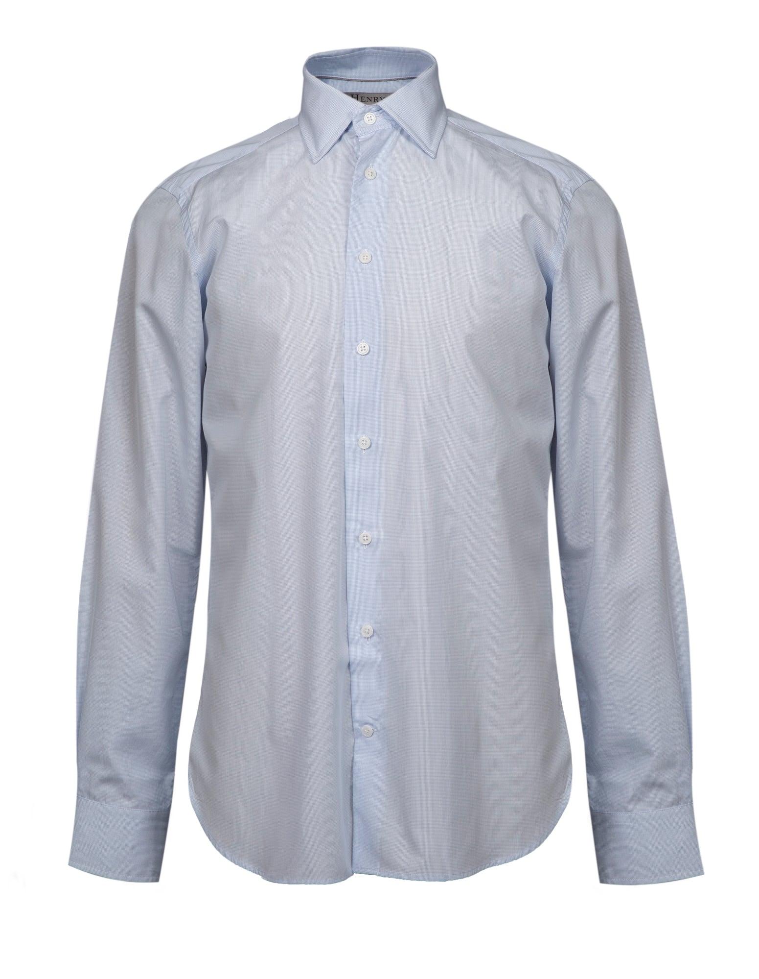 HENRY SARTORIAL Classic Fit Micro Check Cotton Blend Dress Shirt for Men - Blue | Business Casual & Office Wear | Comfortable Button Down Shirt for Work & Formal Occasions