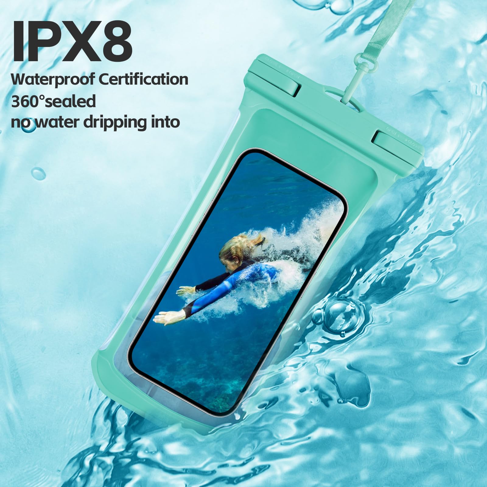 2 Pack Waterproof Phone Pouch for iPhone 15 14 13 12 Pro Max & Galaxy S24 S23 Pixel (Up to 8