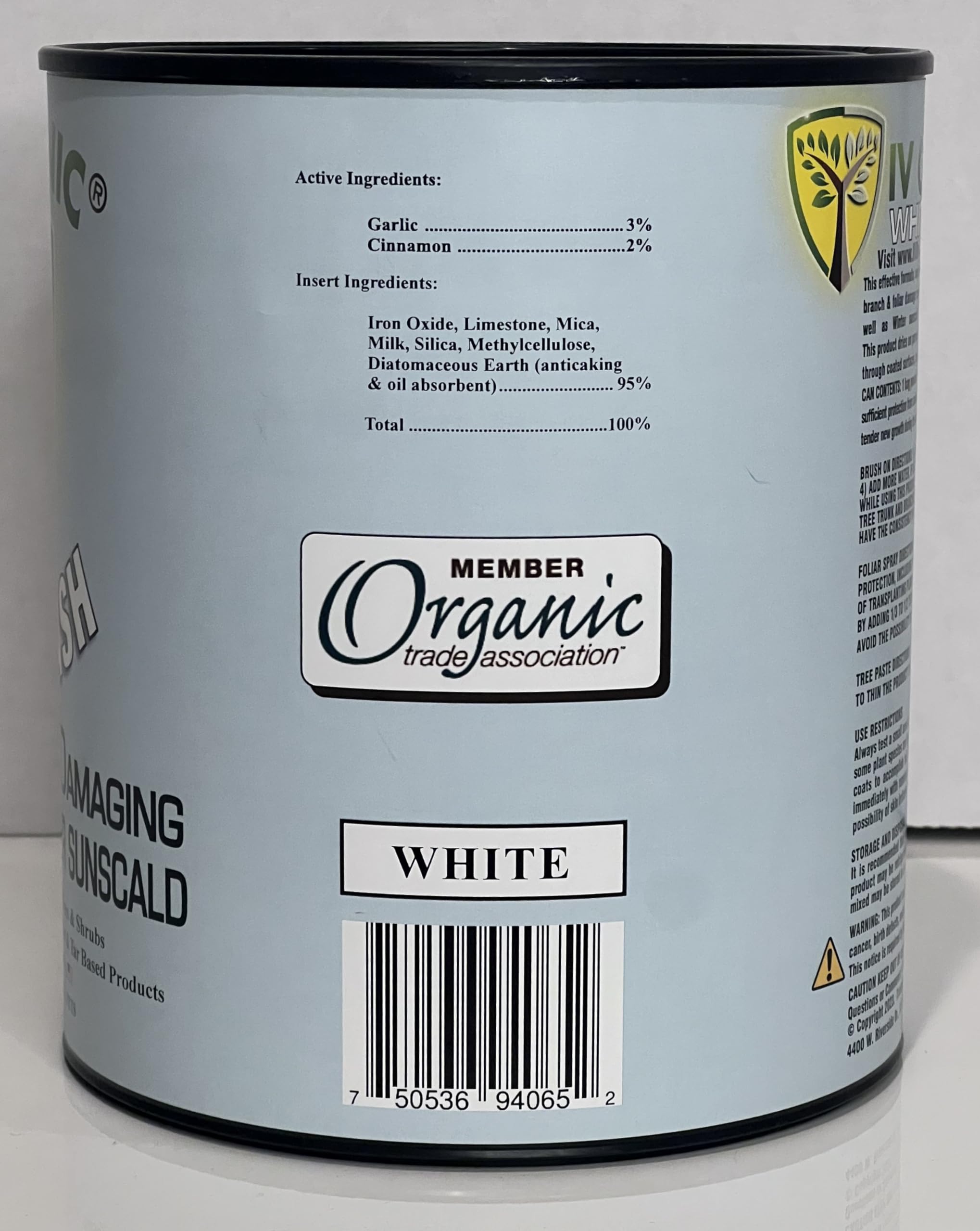 IV Organic White Wash Plant Guard - 1 Gallon (White) | Natural Sun Protection for Trees & Plants | Perfect for Orchards, Gardens & Landscaping