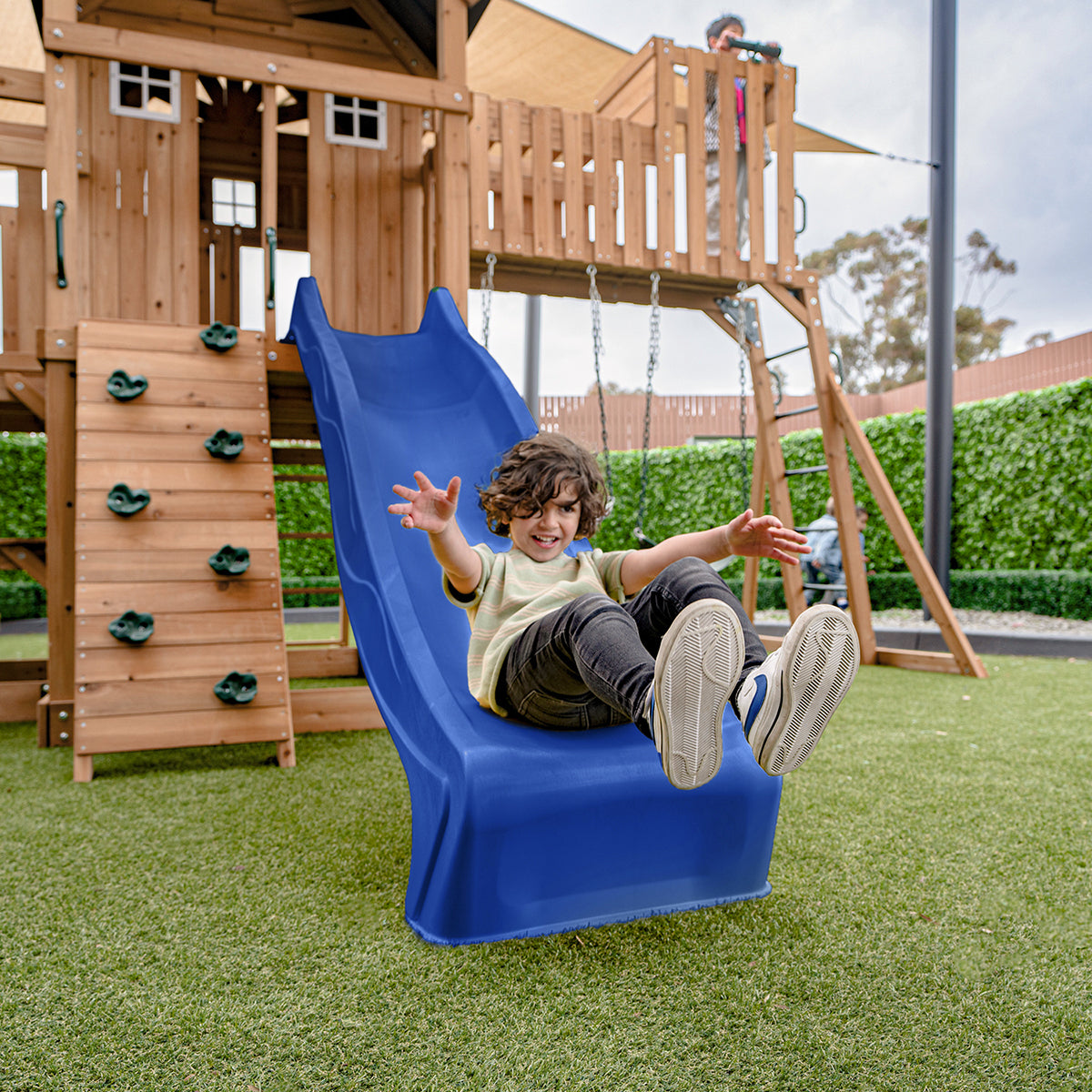 Kensington Kids Play Center with Swing Set & Blue Slide - Outdoor Backyard Playset for Toddlers & Children - Perfect for Gardens, Parks, and Home Play Areas