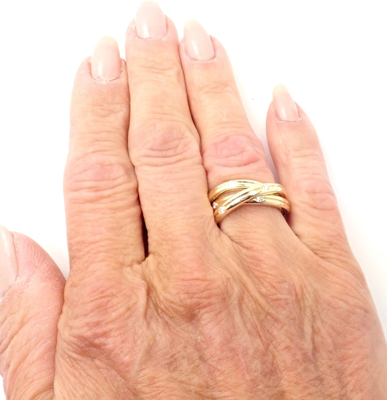 Authentic Cartier 18k Yellow Gold Diamond Trinity Ring Size 51 - Luxury Jewelry for Women, Perfect for Anniversaries, Engagements & Special Occasions