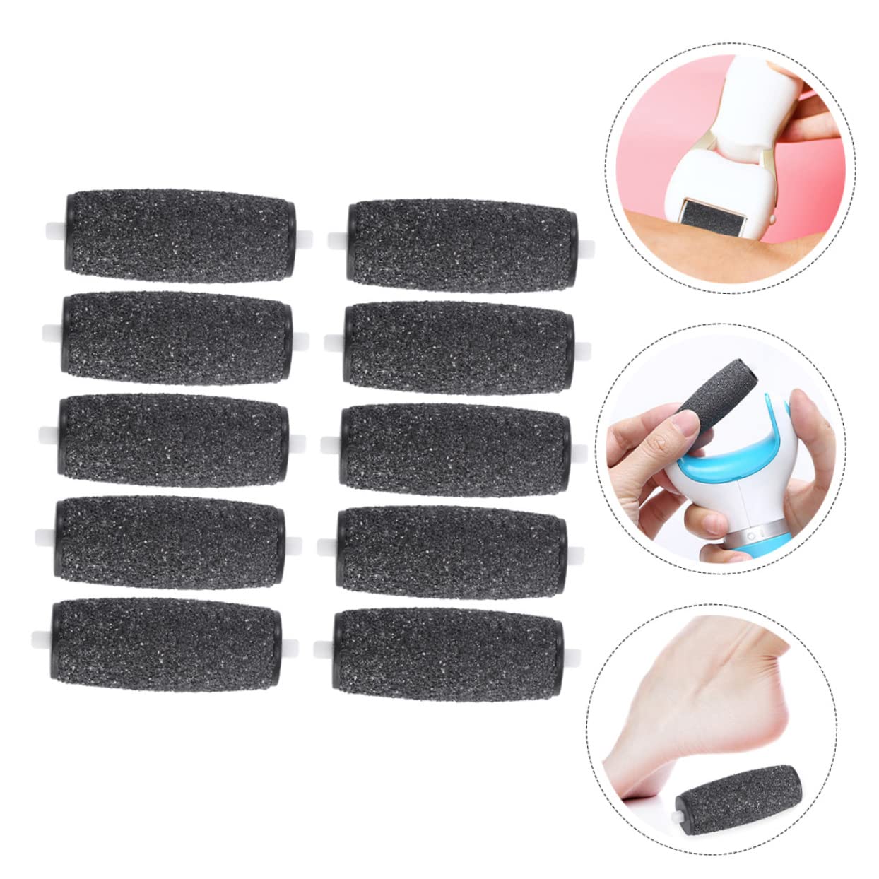 Beavorty 10pcs Electric Foot File Replacement Rollers - Upgraded Pedicure Tools for Dead Skin Removal & Foot Care - Perfect for Home Spa, Salon Use & DIY Pedicure Kits