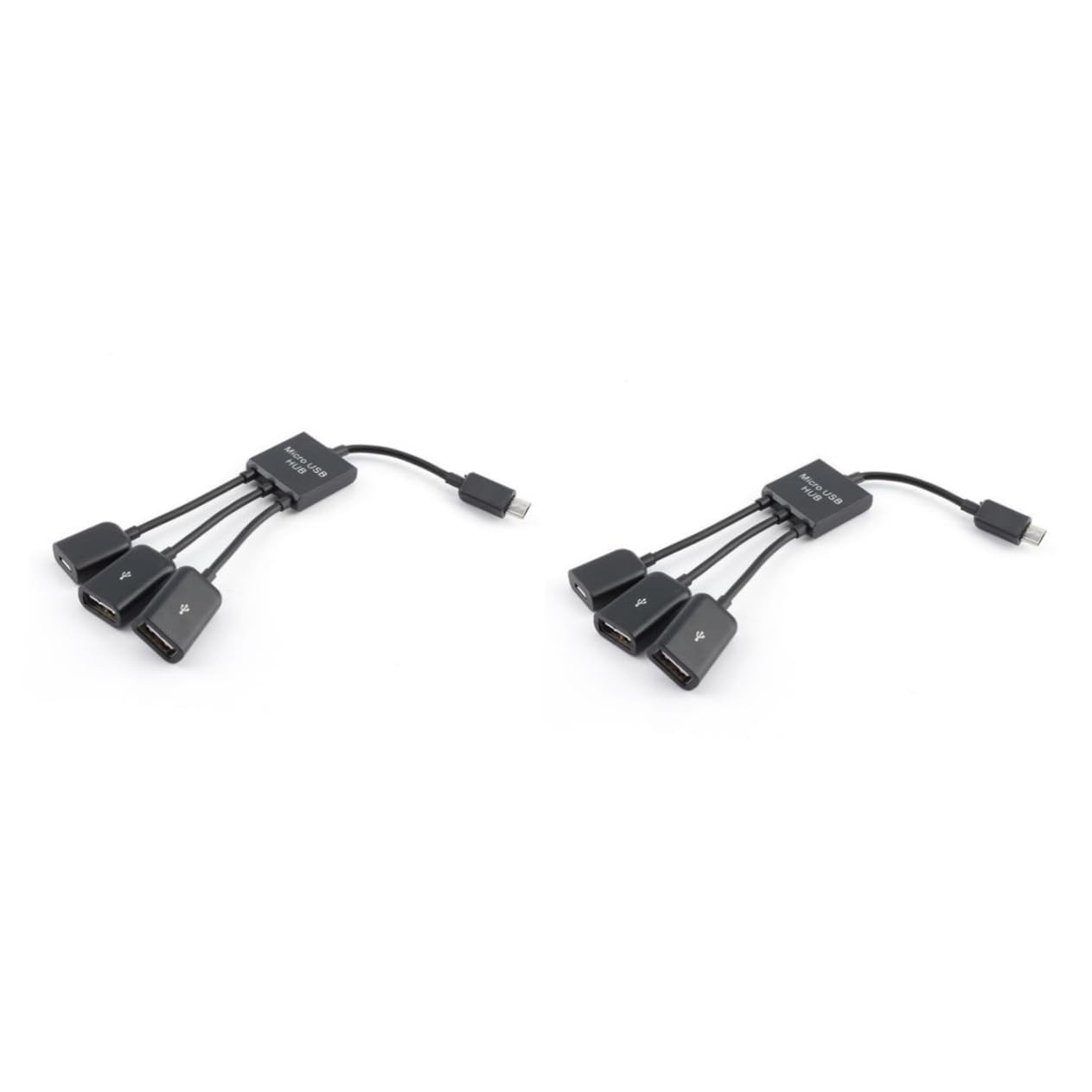 Mikikit 2-Pack 3-in-1 USB OTG Adapter - Male to Female USB Hub Converter with Micro USB Cable for Smartphones, Tablets, Laptops - Perfect for Data Transfer, Charging & Connecting Multiple Devices