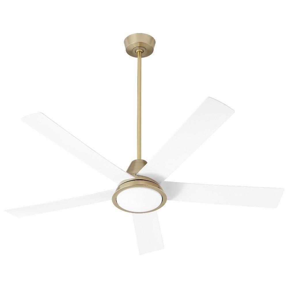 56 Inch 5 Blade LED Ceiling Fan with Light Kit - 24W Energy Efficient - Aged Brass/White Finish - Perfect for Living Room, Bedroom & Patio Cooling