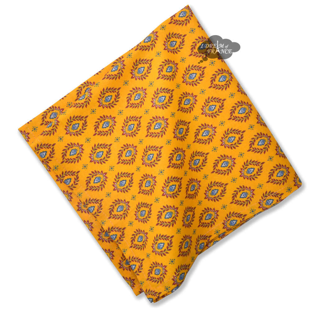 Label France Sormiou Yellow & Red Provence Cotton Napkin Set - French Country Style for Dining, Picnics & Home Decor