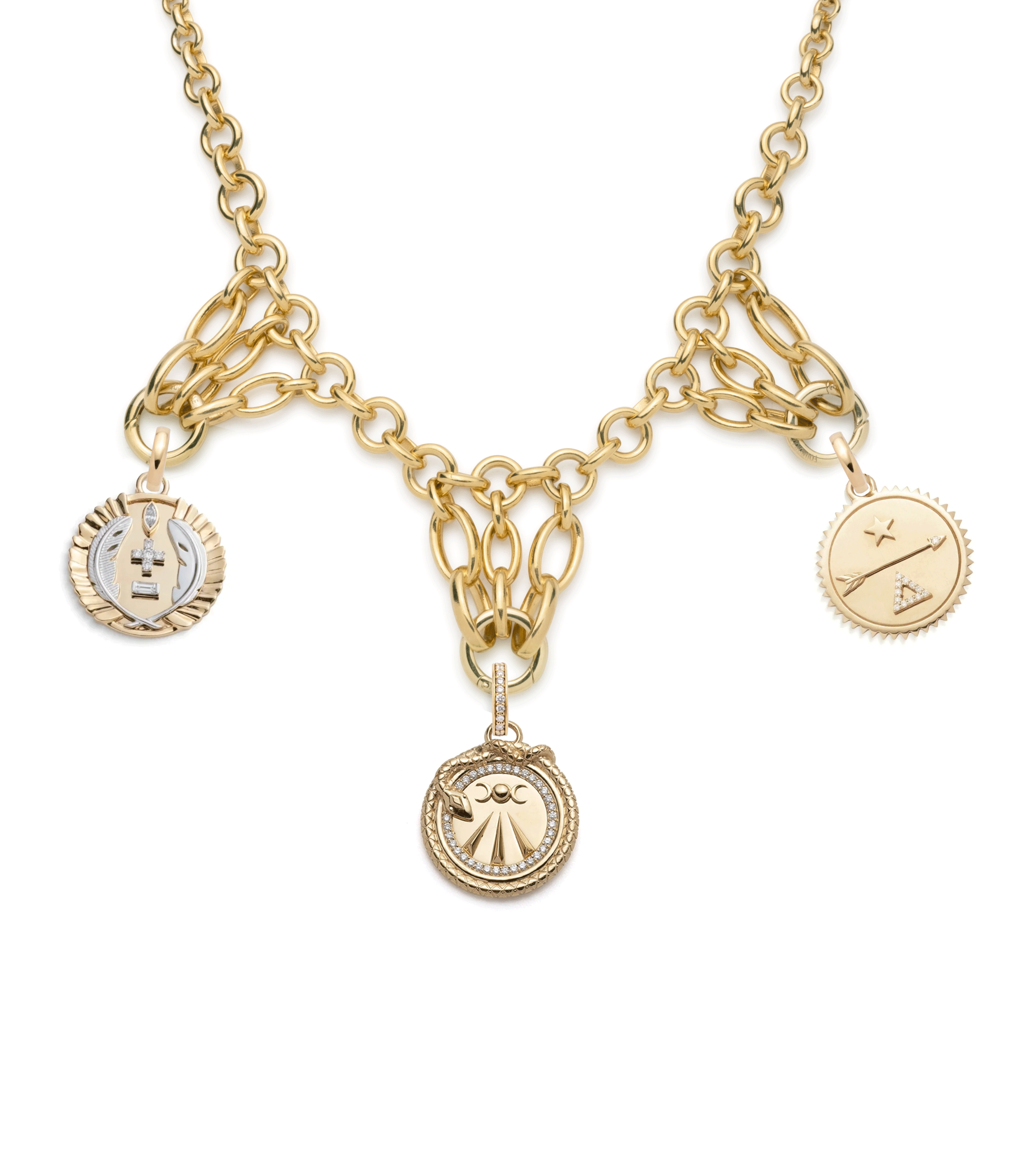 Mind, Body, Soul Lattice Bib Necklace - 14K Yellow Gold Diamond Pendant for Women | Elegant Statement Jewelry for Weddings, Parties & Special Occasions