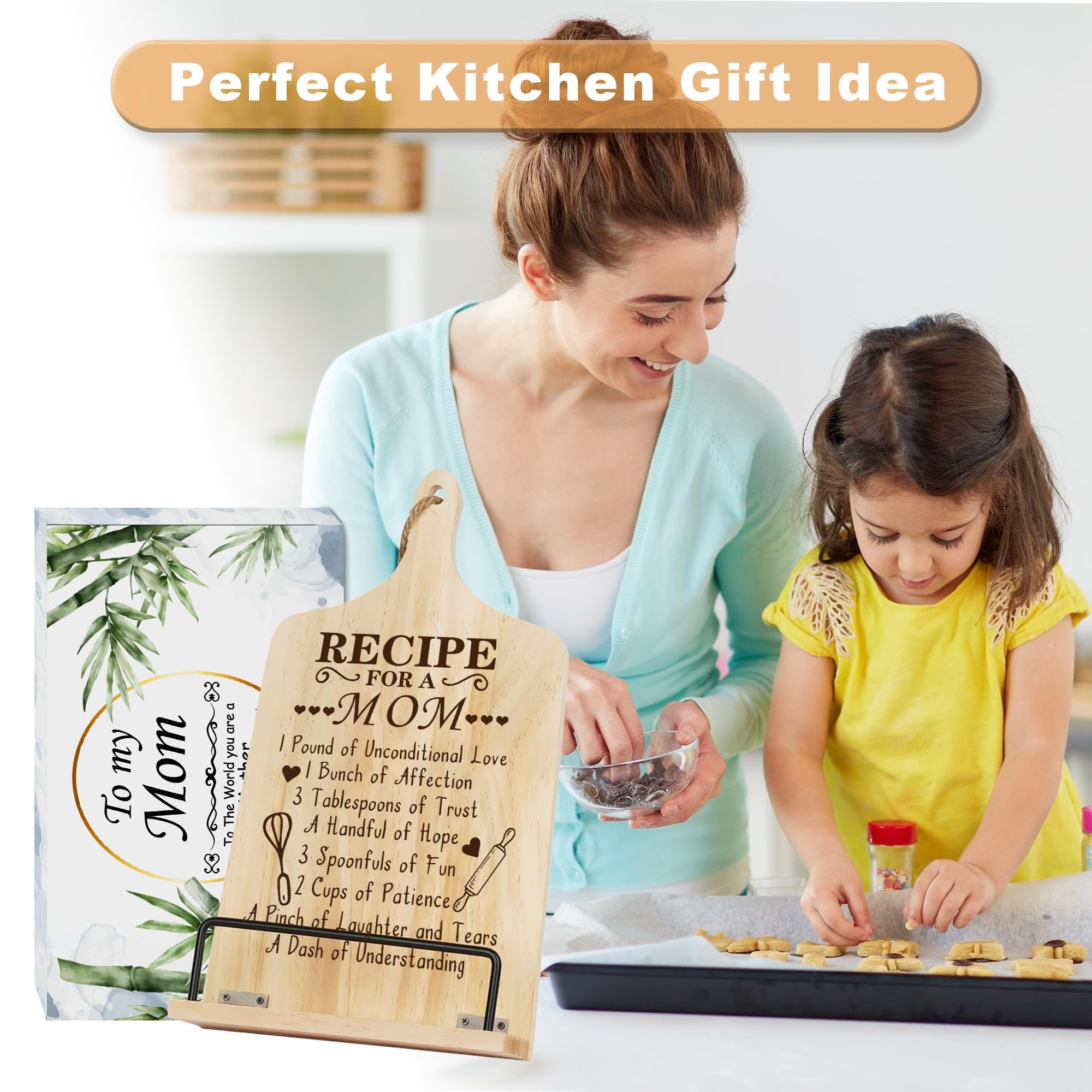 Best Mother's Day Gifts for Mom - Cookbook Stand for Kitchen Counter, Recipe Book Holder - Perfect for Baking, Cooking & Reading in the Kitchen