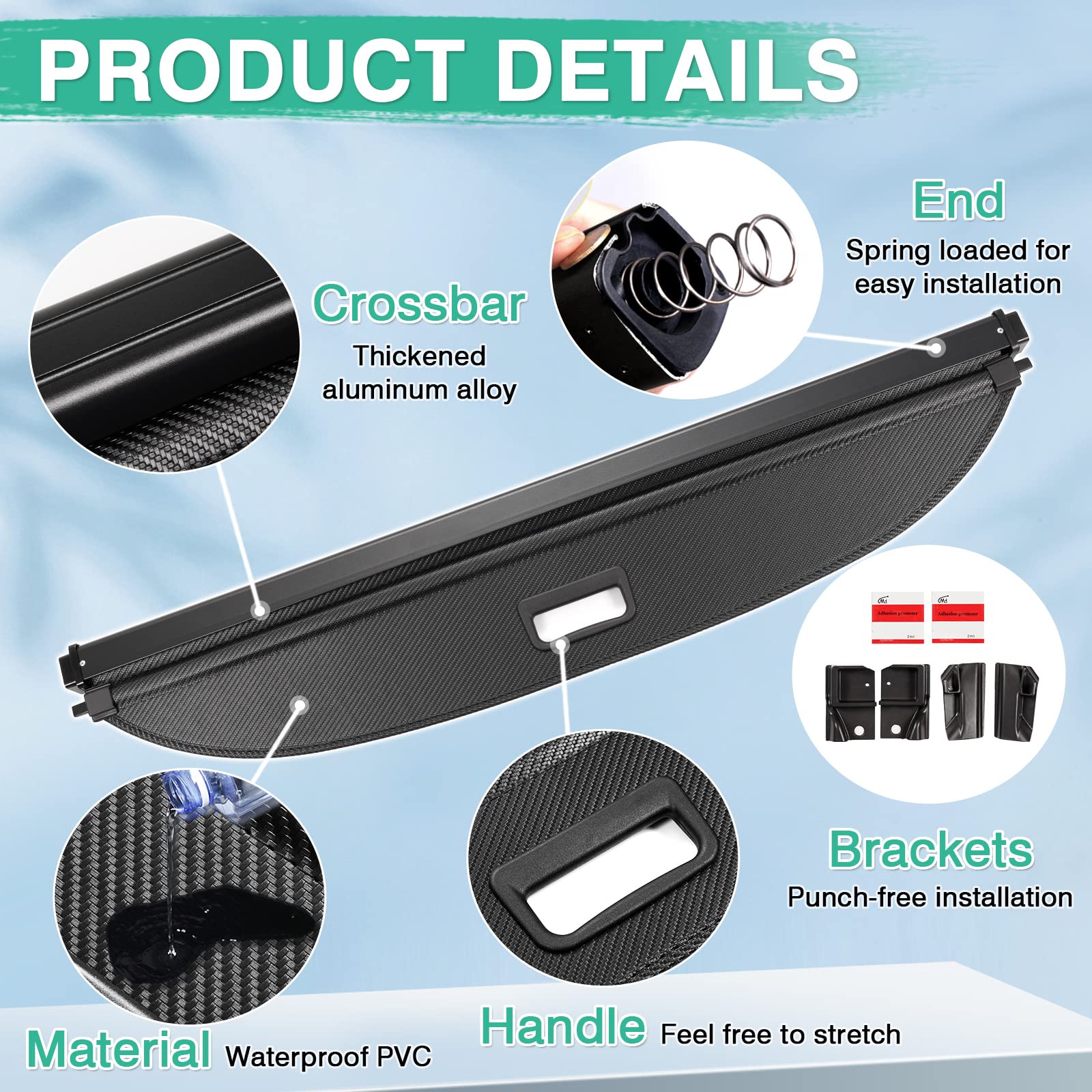 Powerty Retractable Cargo Cover for Buick Envision 2021-2024 - Black Trunk Shade Protector | Durable Car Accessories for Luggage Protection & Privacy | Perfect for Road Trips, Grocery Hauling & Outdoor Adventures