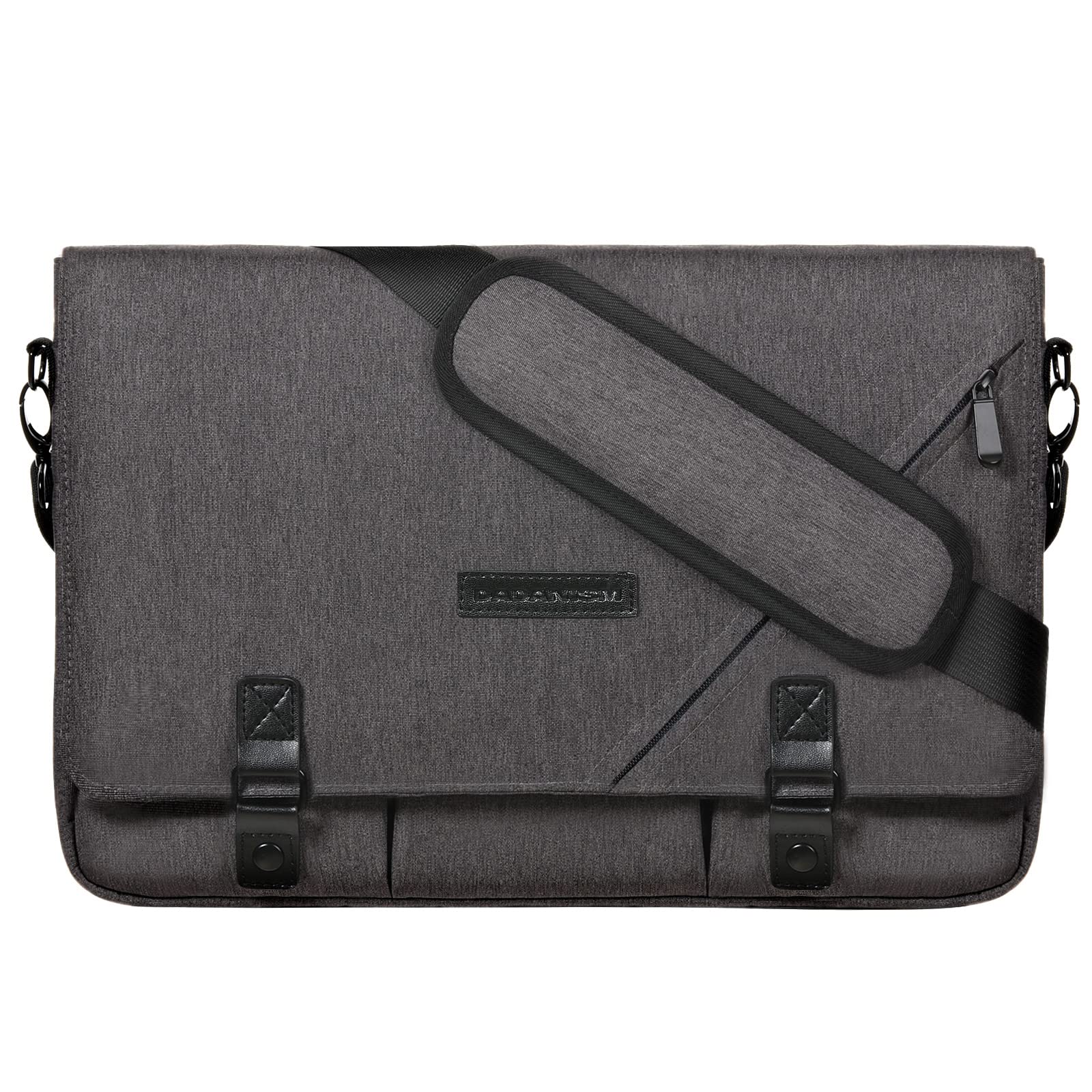 Dadanism 15.6 Inch Laptop Messenger Bag for Men & Women - Waterproof Canvas Briefcase with Adjustable Strap & Multiple Pockets - Perfect for Business, Travel & School - Fits 15.6 Inch Laptop (Dark Gray)