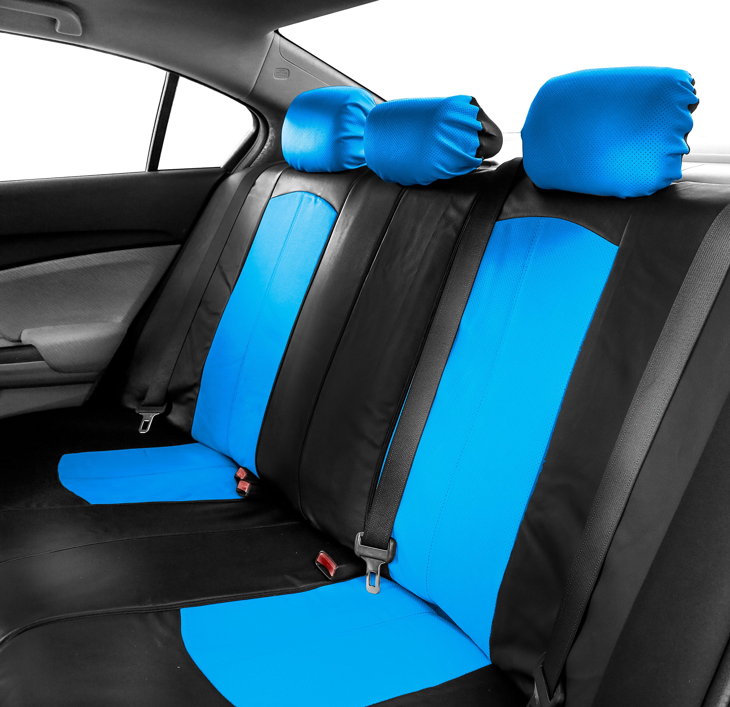 Premium FH Group Auto Car Seat Covers - High-Grade Blue Faux Leather with Non-Slip Dash Grip Pad | Universal Fit for Cars, Trucks & SUVs | Airbag Compatible Split Bench Design | Perfect for Road Trips, Commuting & Vehicle Protection
