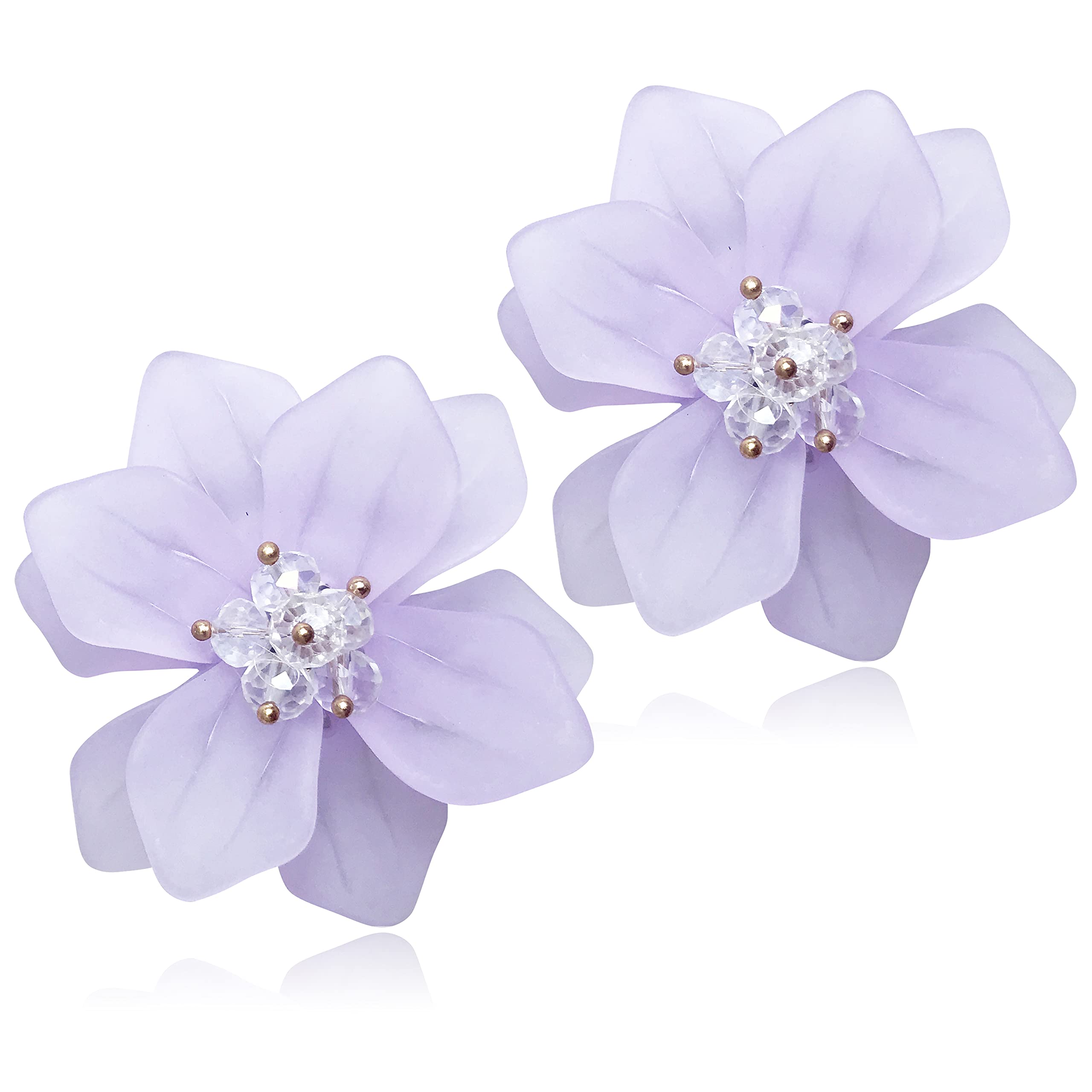 Handmade Bohemian Matte Resin Flower Stud Earrings - Elegant Acrylic Petal Dangle Drop Earrings for Women, Unique Statement Jewelry Gift for Birthday, Wedding & Special Occasions