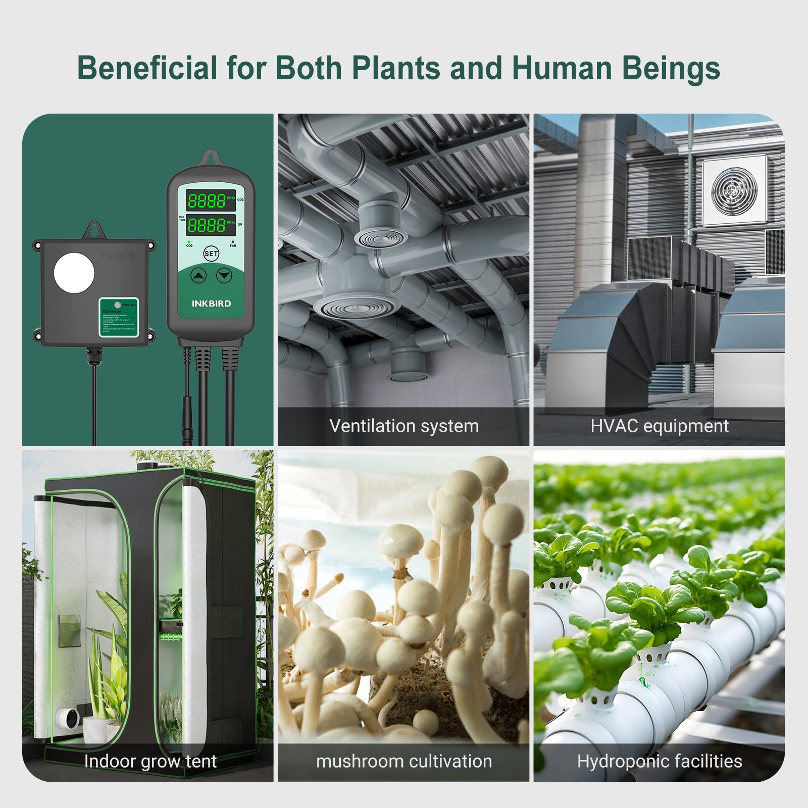 Programmable CO2 Controller with S01 Sensor ICC 510 - Smart Greenhouse & Indoor Grow Room Climate Control System
