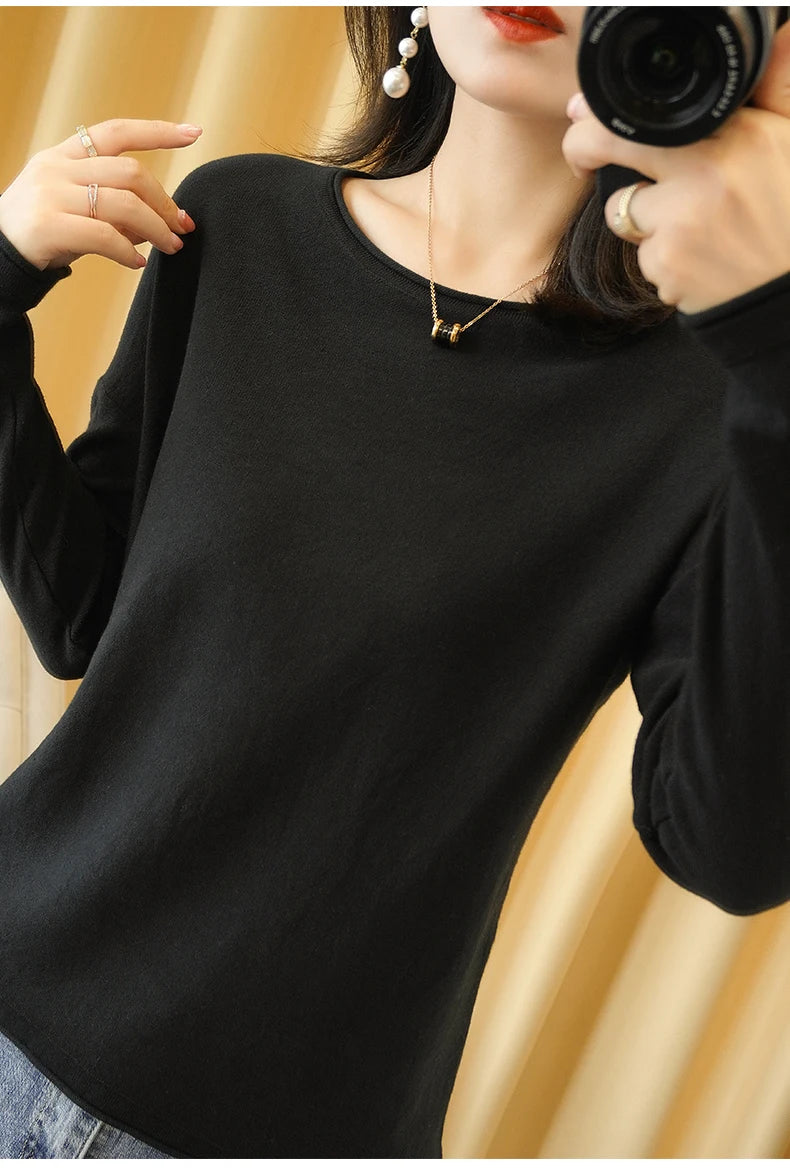 Soft Cotton O-Neck Pullover Knit Sweater for Women - Cozy Winter Wear & Casual Outfits