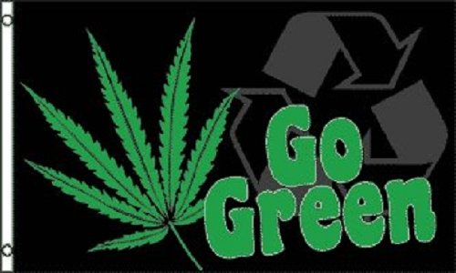 Go Green Marijuana Flag 3x5 ft - Hippie Pot Leaf Party Banner & Pennant Sign for Cannabis Enthusiasts - Perfect for Festivals, 420 Celebrations, and Home Decor