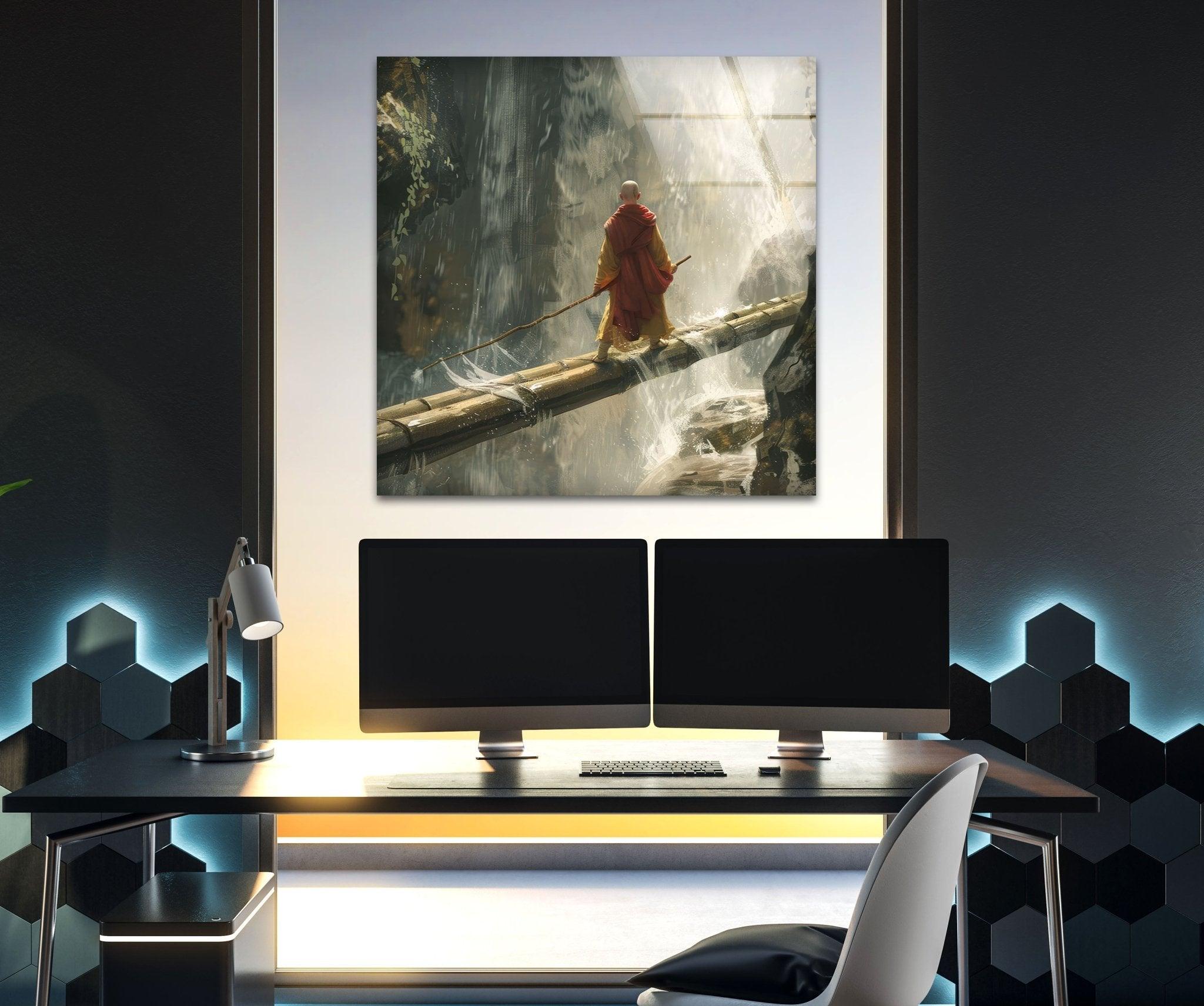 Aang Avatar Glass Wall Art - Stunning Anime Decor for Living Room, Bedroom, or Office - Perfect Gift for Avatar Fans