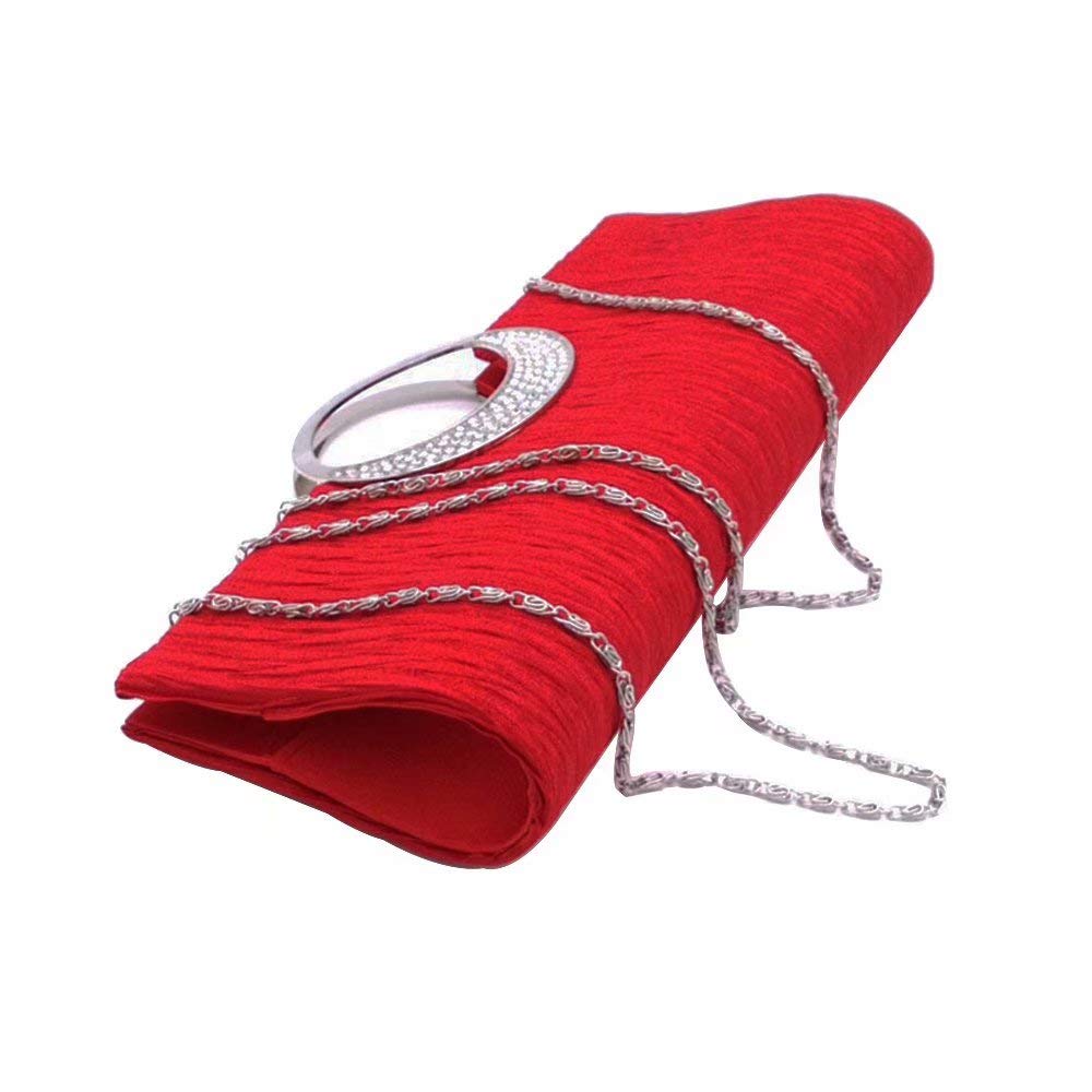 Elegant Rhinestone Satin Pleated Evening Bag & Clutch for Women - Perfect for Weddings, Parties & Special Occasions