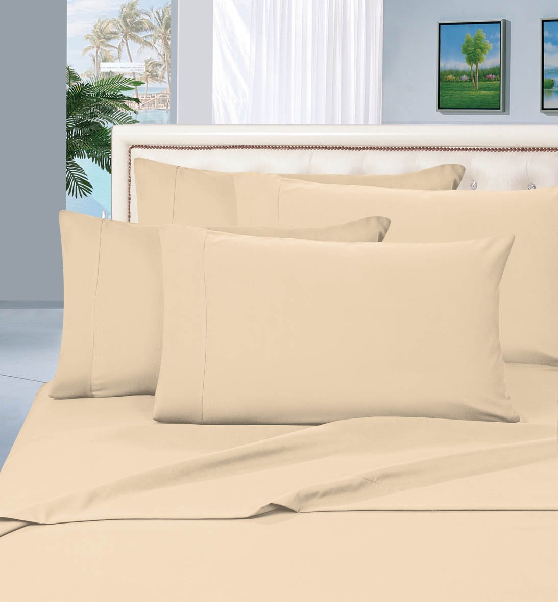 Luxury 6-Piece 1500 Thread Count Premium Hotel Quality Bed Sheet Set - Wrinkle Resistant, Silky Soft & Breathable - California King Size, Cream White - Perfect for Master Bedrooms, Guest Rooms & Airbnb Listings