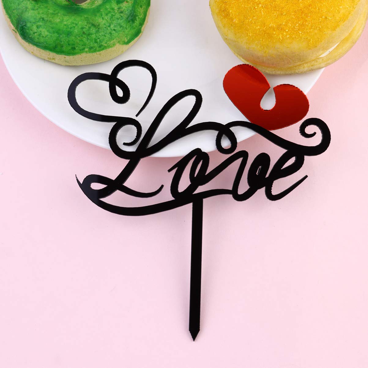 5pcs Valentine's Day Cupcake Picks - Heart-Shaped Acrylic Cake Toppers for Romantic Decorations | Perfect for Wedding, Anniversary, Birthday & Party Desserts