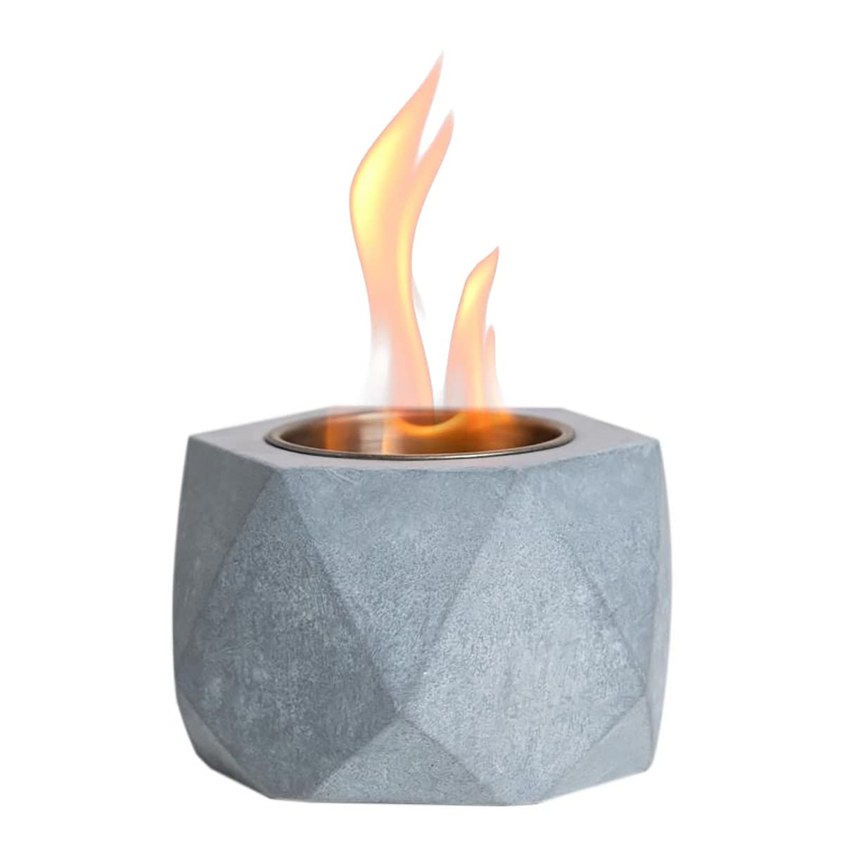 Portable Concrete Tabletop Fire Pit Bowl - Indoor Outdoor Ethanol Fireplace for Patio, Balcony, Backyard - Mini Smores Maker with Extinguisher - Perfect for Camping, Parties & Cozy Nights