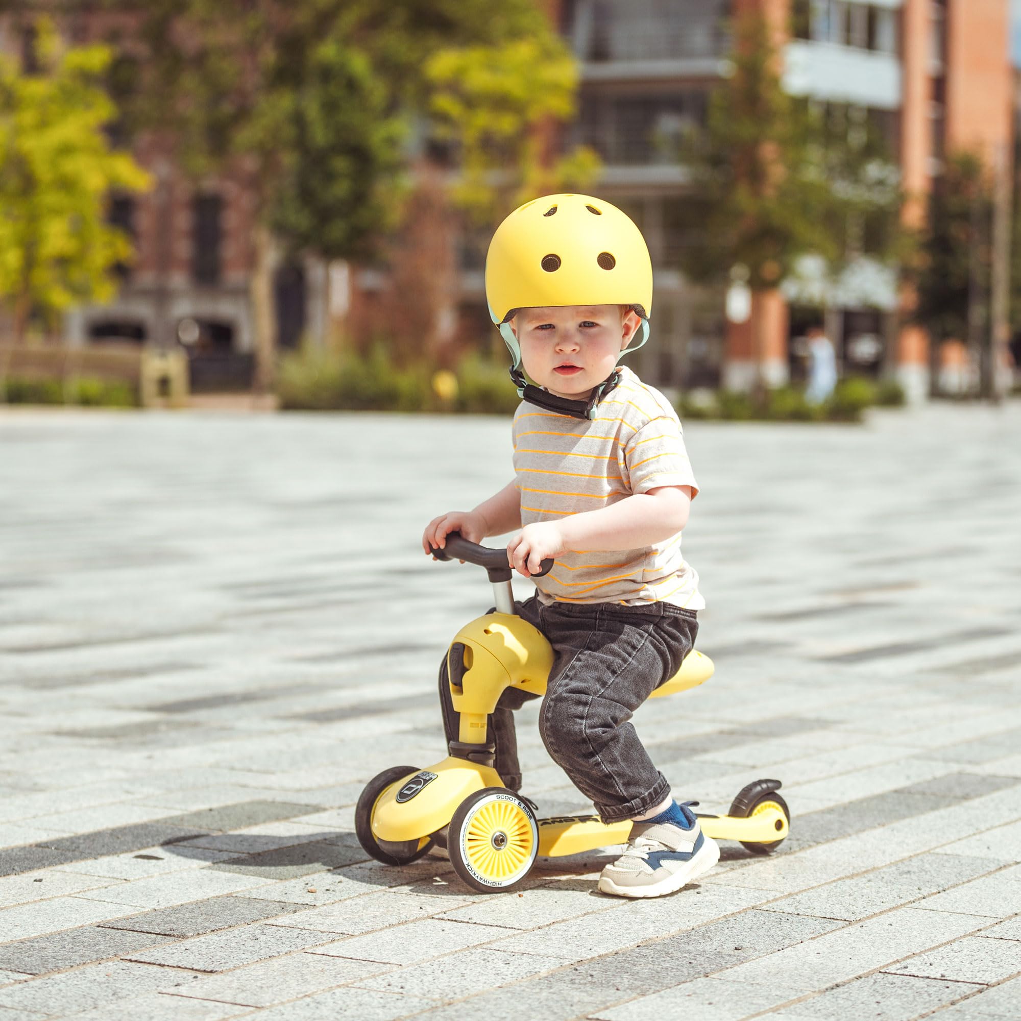 Scoot & Ride 2-in-1 Ride-On & Stand Kids Scooter for Toddlers Ages 1-5 | Highwaykick 1 Lemon | Outdoor Play, Park Adventures & Learning Balance for Preschoolers