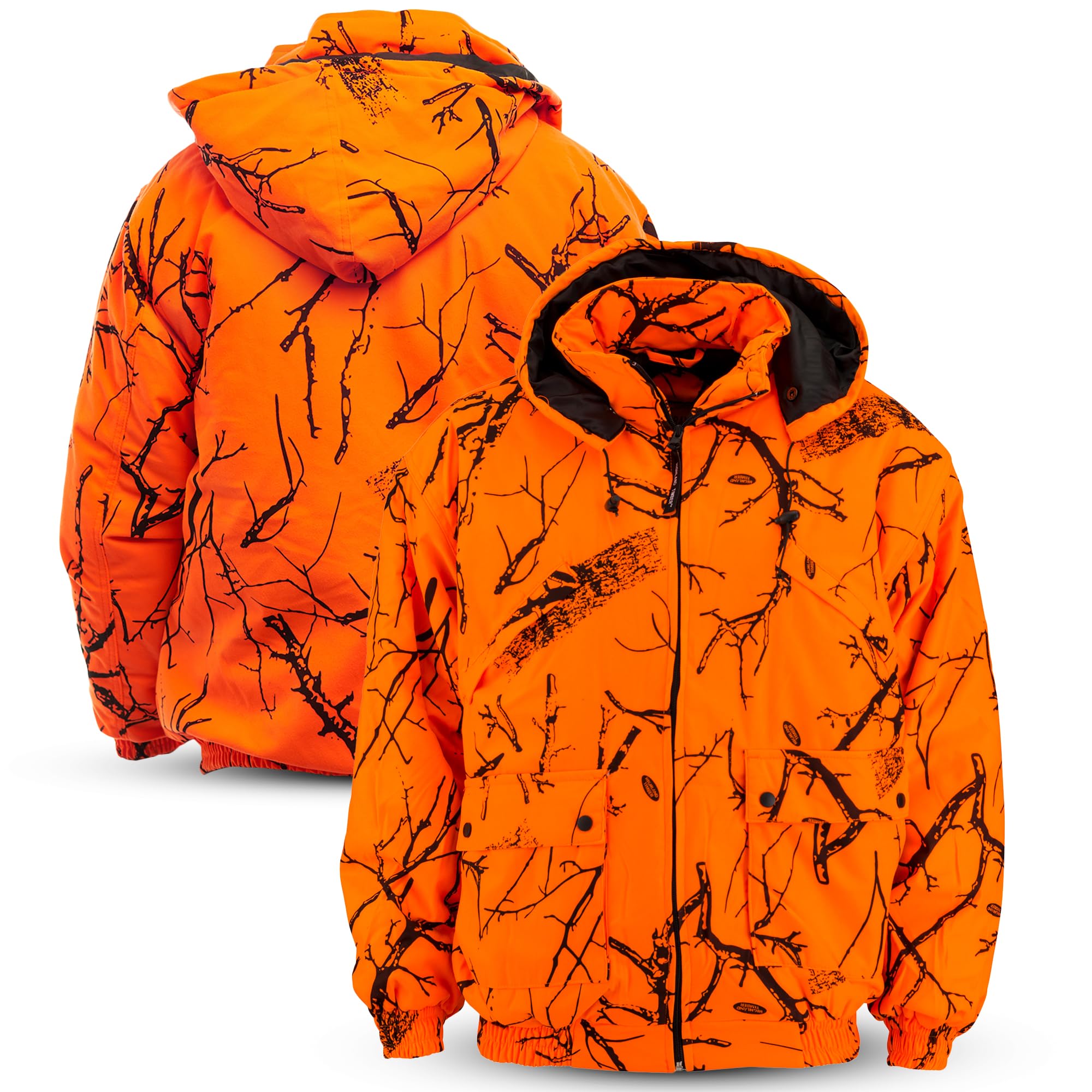 Treel TrailCrest Men's Safety Blaze Orange Insulated Waterproof Tanker Jacket - Hunting, Outdoor Work & Winter Activities
