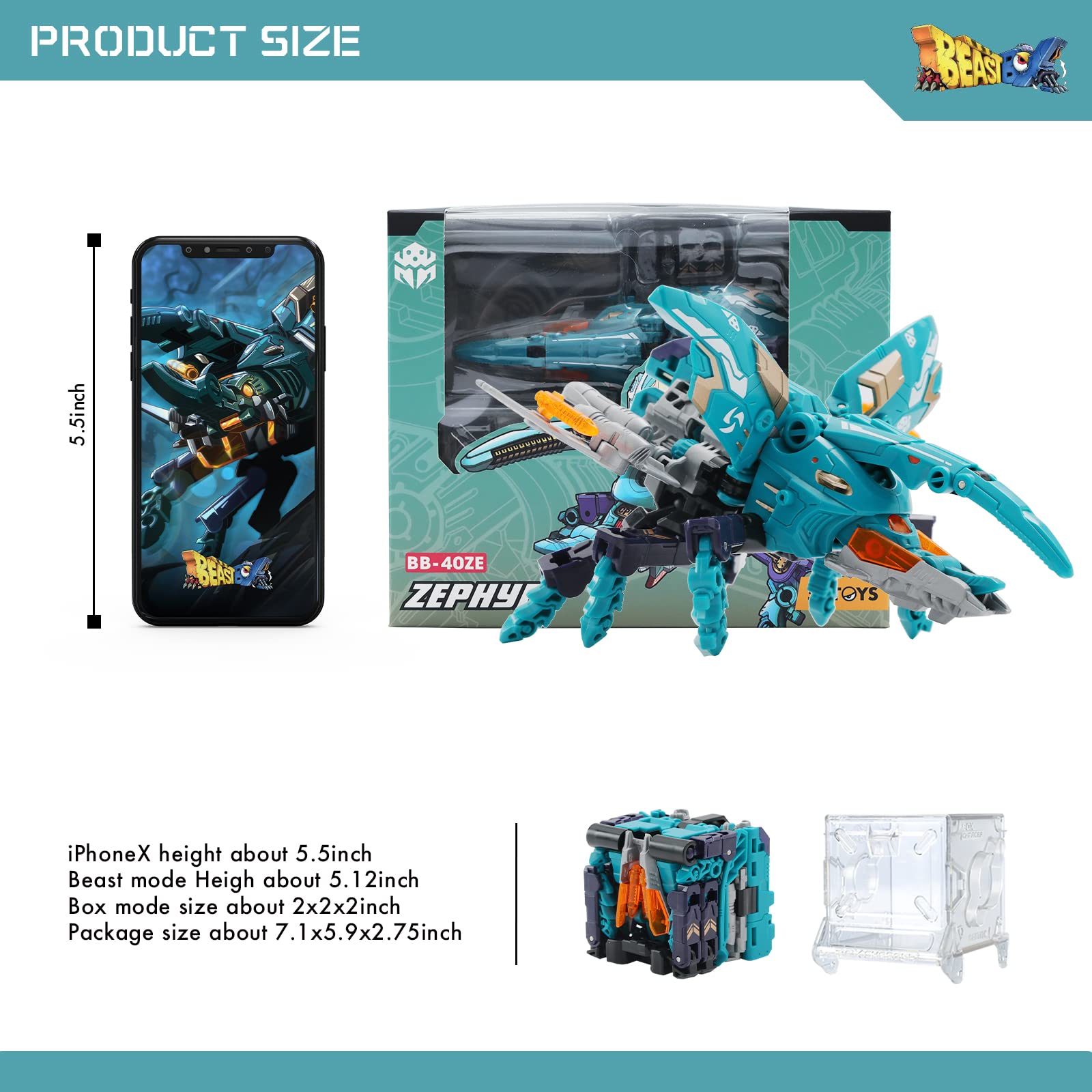 52TOYS BEASTBOX BB-40ZE Zephyr Transformable Robot Action Figure - Convertible Mecha & Cube Collectible Toy for Teens & Adults | Perfect Birthday Gift for Anime Fans & STEM Enthusiasts | Great for Display, Play & STEM Learning Activities