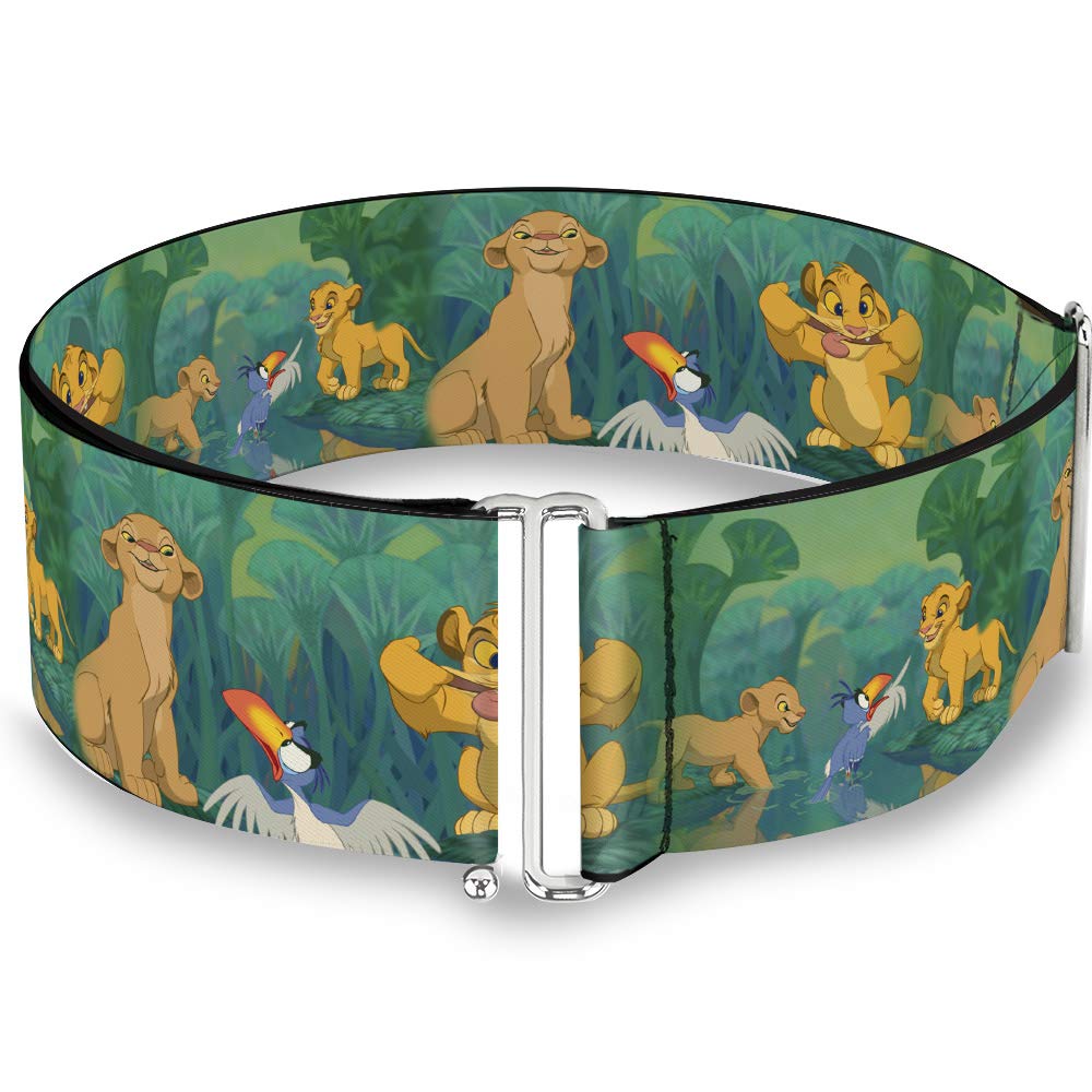 Adjustable Women's Cinch Belt - The Lion King Simba Nala Zazu Design with Leaves & Greens | Perfect for Disney Fans, Cosplay & Everyday Fashion