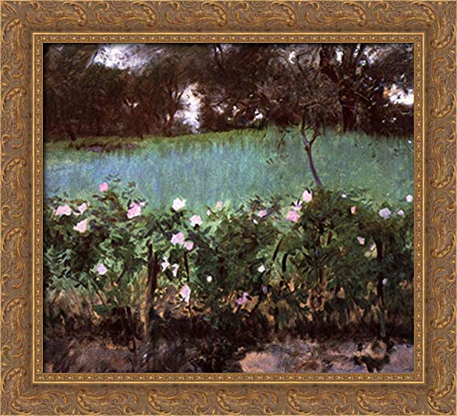 John Singer Sargent Landscape With Rose Trellis 22x20 Inch Gold Ornate Wood Framed Canvas Wall Art - Perfect for Living Room, Bedroom & Office Decor
