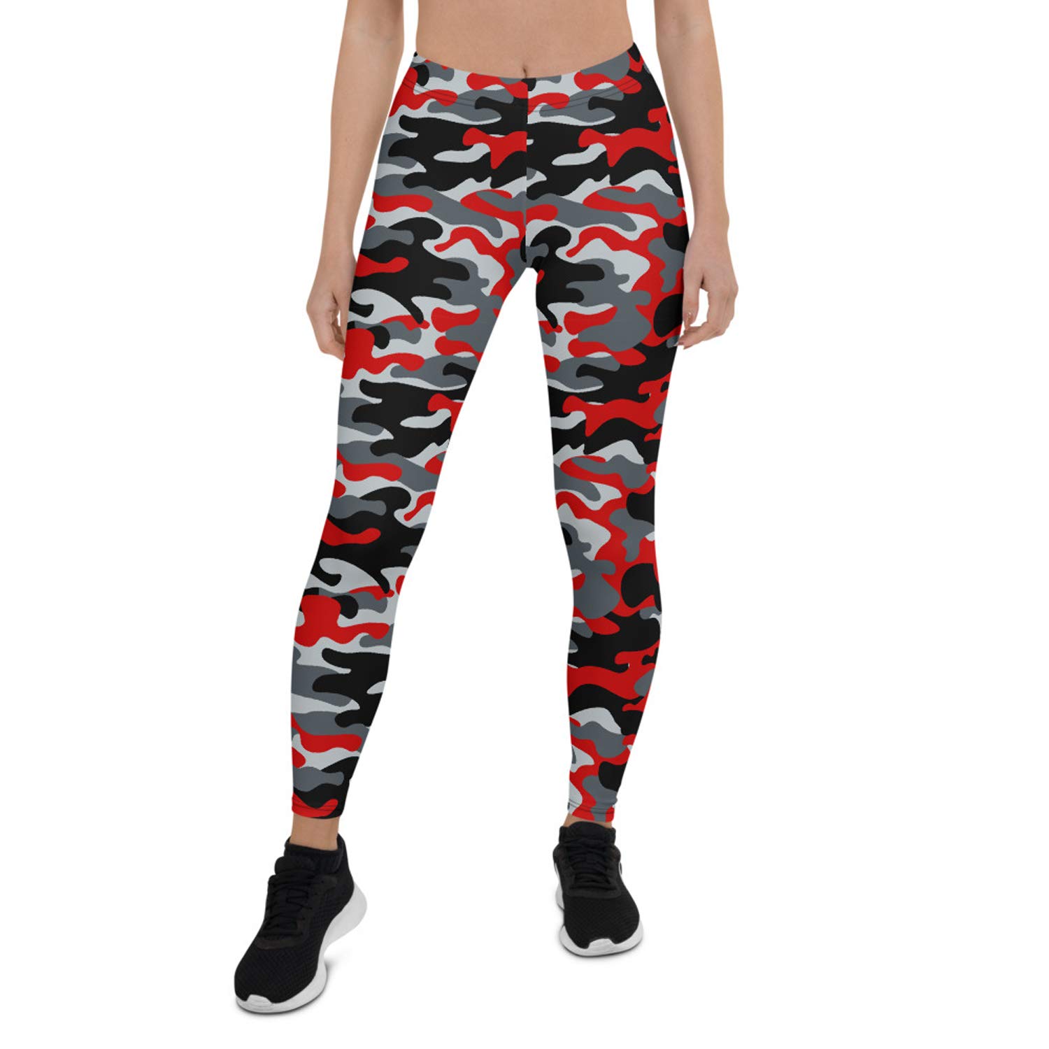 Satori_Stylez Women's Red and Gray Camo Leggings - Mid Waist Army Camouflage Yoga Pants for Workout, Running & Gym | Comfortable Stretchy Activewear for Fitness & Outdoor Activities