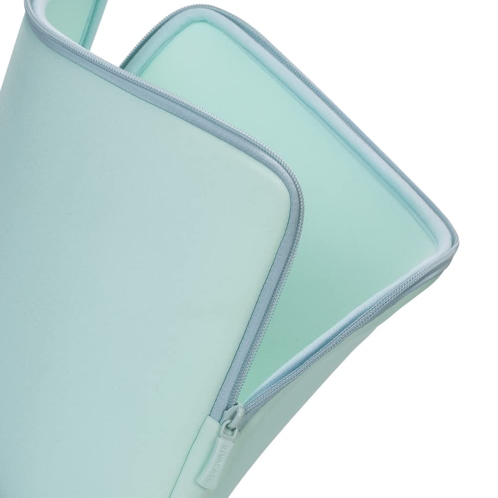 RIVACASE 5133 Mint Green Laptop Sleeve Case for MacBook Pro 15 inch - Protective Neoprene Cover with Soft Interior, Perfect for Travel, Work & School