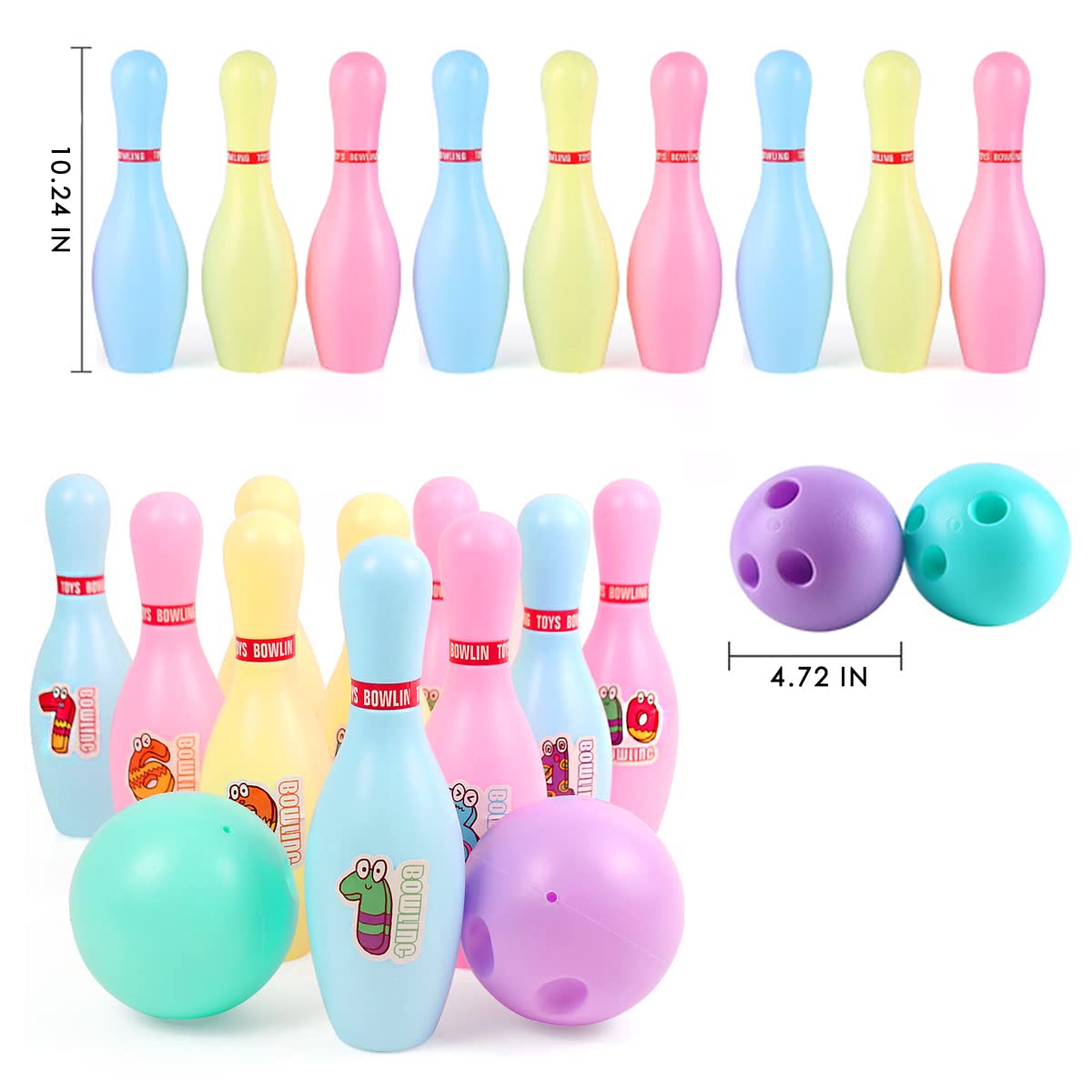 OceanWings LED Light Up Bowling Set for Kids - 10 Pins & 2 Glow Bowling Balls - Fun Indoor/Outdoor Sports Game for Toddlers Ages 3-6 - Perfect Birthday Gift for Boys & Girls - Great for Parties, Backyard Games & Family Fun Nights