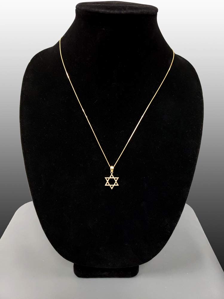 14K Yellow Gold Star of David Charm Necklace - Jewish Jewelry for Women & Men - Perfect for Hanukkah, Bar Mitzvah & Religious Gifts