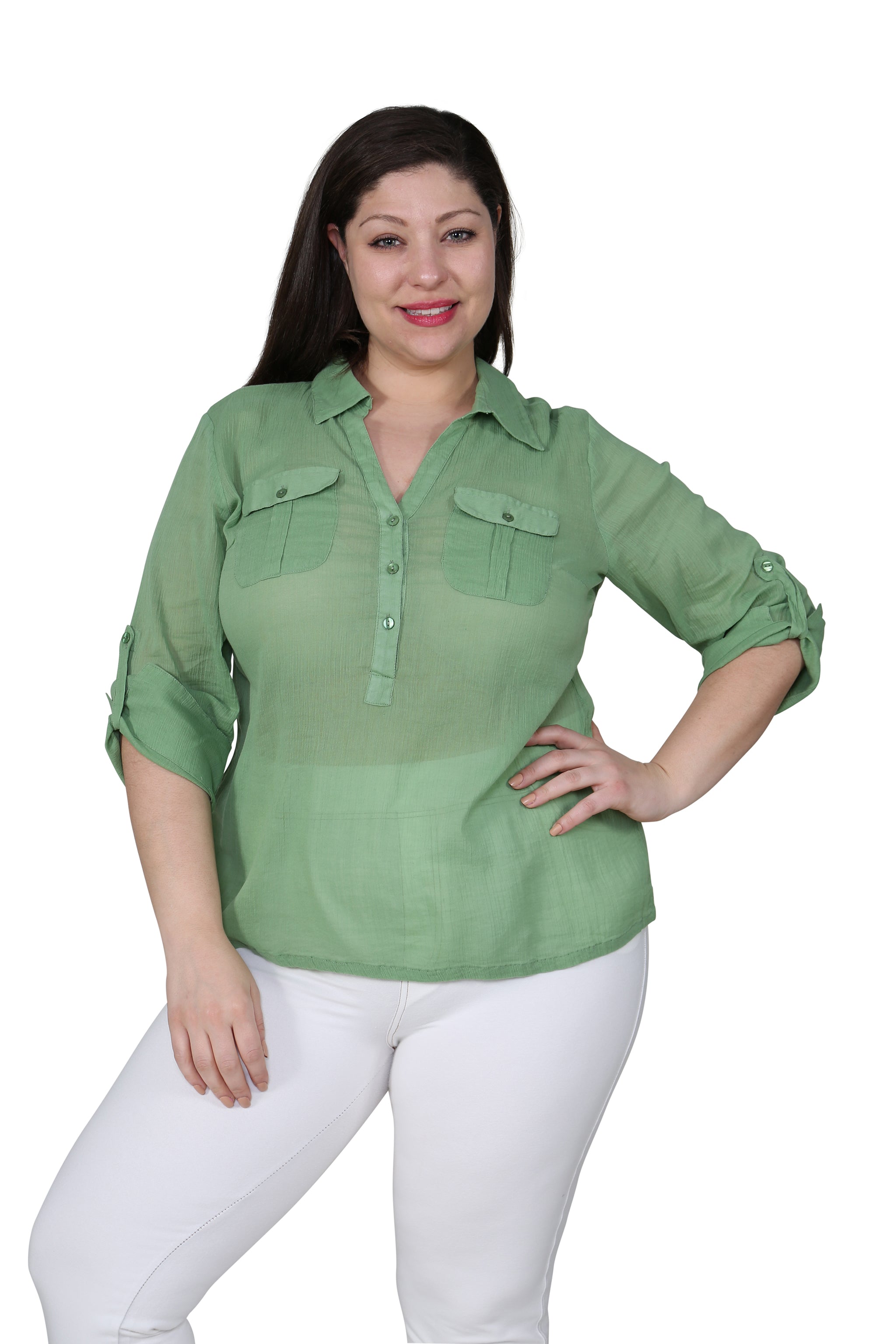 Plus Size Cotton Gauze Camp Shirt for Women - Breathable & Comfortable Summer Casual Wear - Perfect for Beach, Vacation, and Outdoor Activities