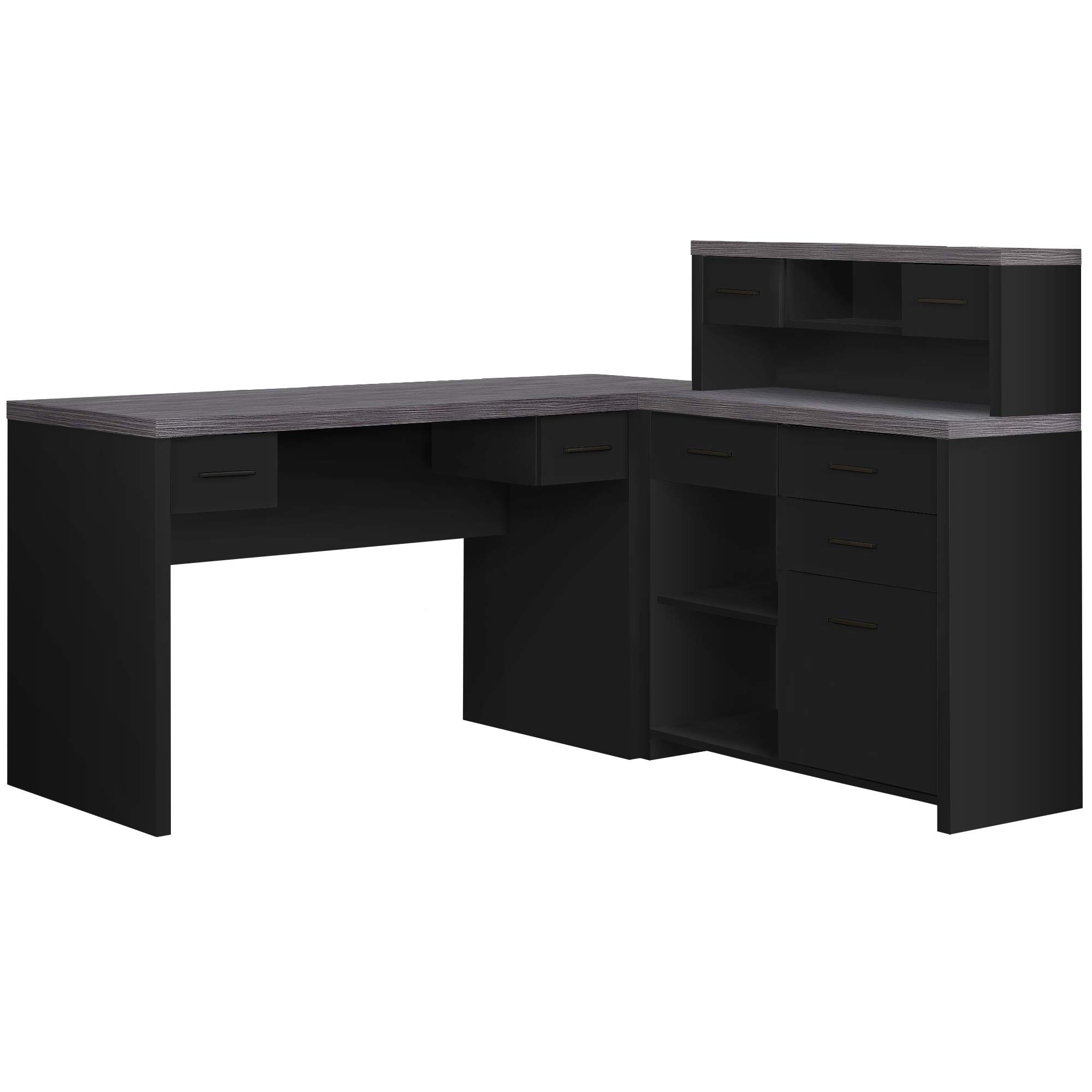Ergonomic L-Shaped Computer Desk with Black/Grey Top - Left or Right Facing Corner Desk for Home Office, Gaming & Study Workspace