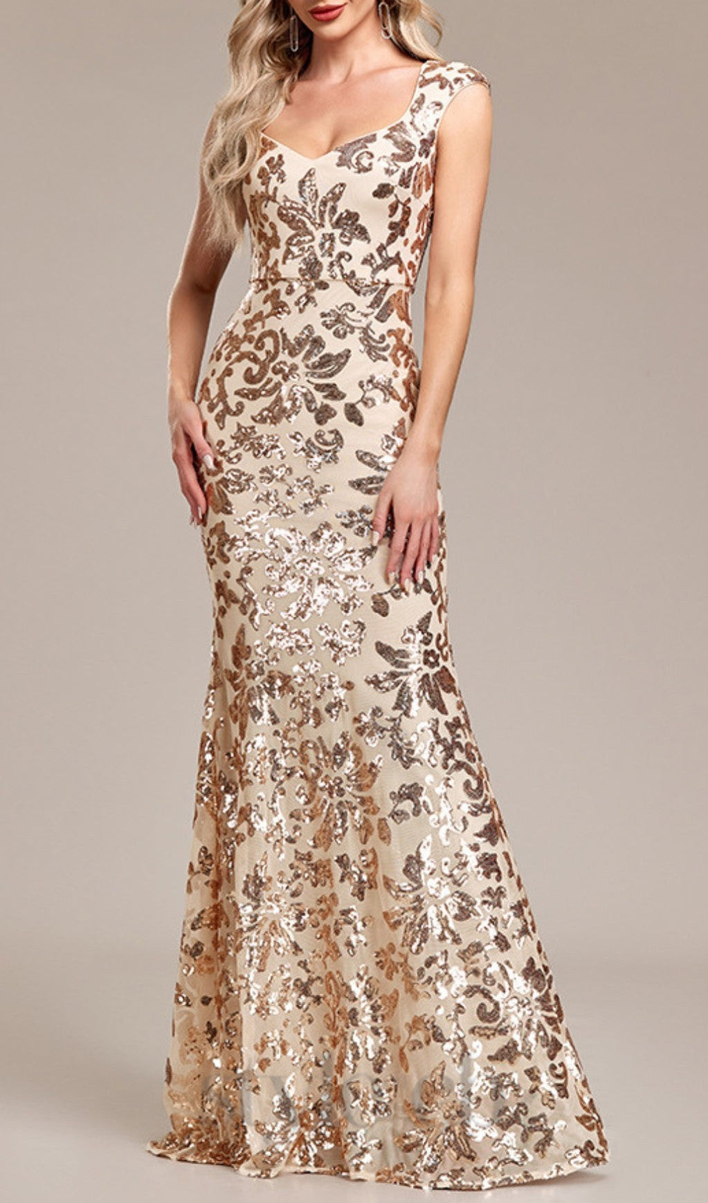 ARZILLA Gold Sequin Gown - Elegant Evening Dress for Prom, Party & Special Occasions