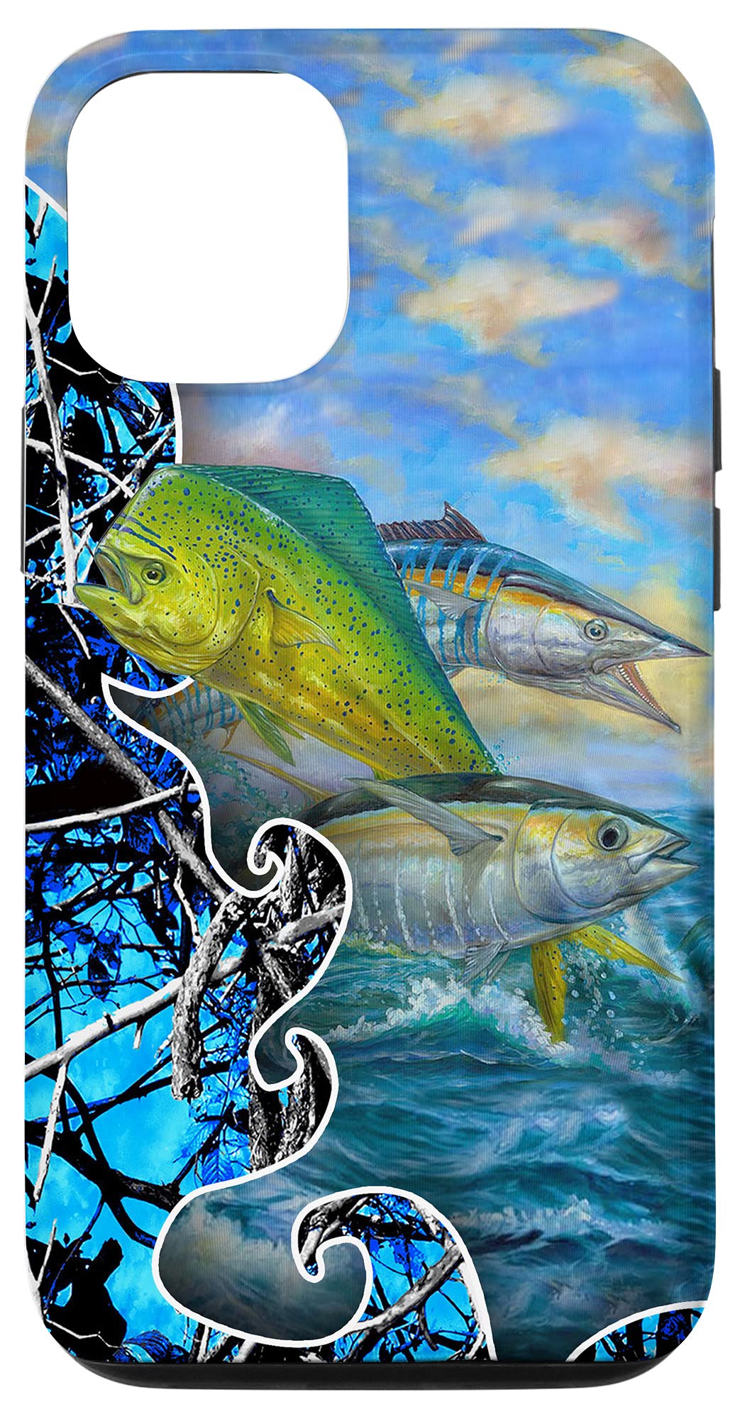 iPhone 12/12 Pro Case - Blue Camo Tuna Fish Design, Personalized Fishing Gift for Anglers - Perfect for Fishing Trips & Outdoor Adventures