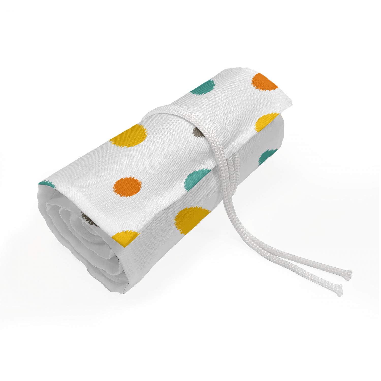 Ambesonne Geometric Roll Up Pencil Holder - Colorful Polka Dots Design with 48 Loops for Artists & Students - Perfect for Organizing Painting & Drawing Supplies at Home, School or Studio