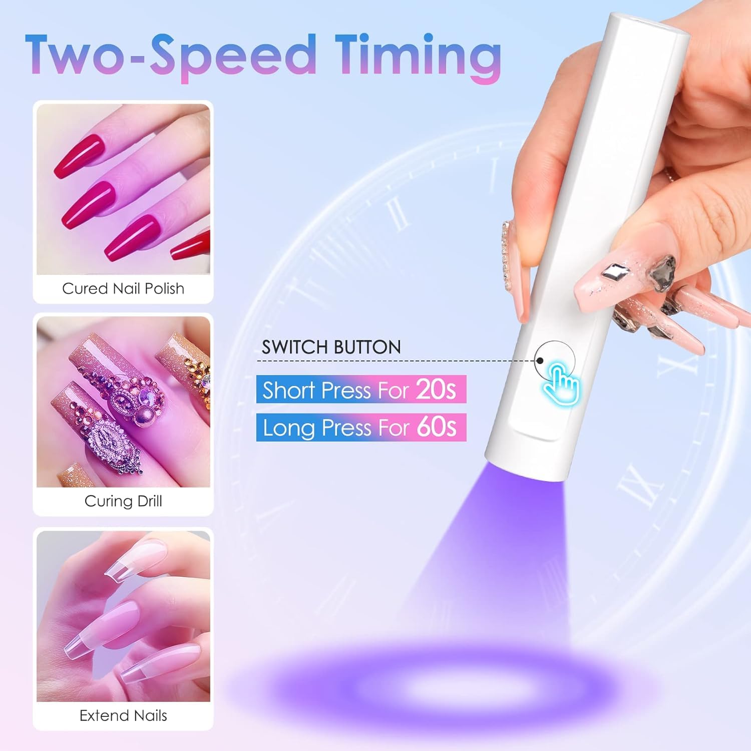Professional UV/LED Nail Lamp for Gel Polish - Fast Drying 48W Nail Dryer Machine for Manicure, Acrylic Nails, Poly Gel Extensions & DIY Nail Art | Perfect for Home Salon, Nail Techs & Beginners (Torch Design)