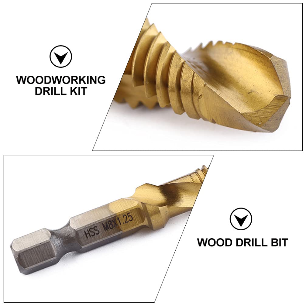 EXCEART 6-Piece Tapping Cone Drill Bit Set - High Speed Steel Wood Hole Drill Bits for Carpentry, Pocket Hole Drilling & Woodworking - Perfect for DIY Projects, Furniture Making & Home Repairs