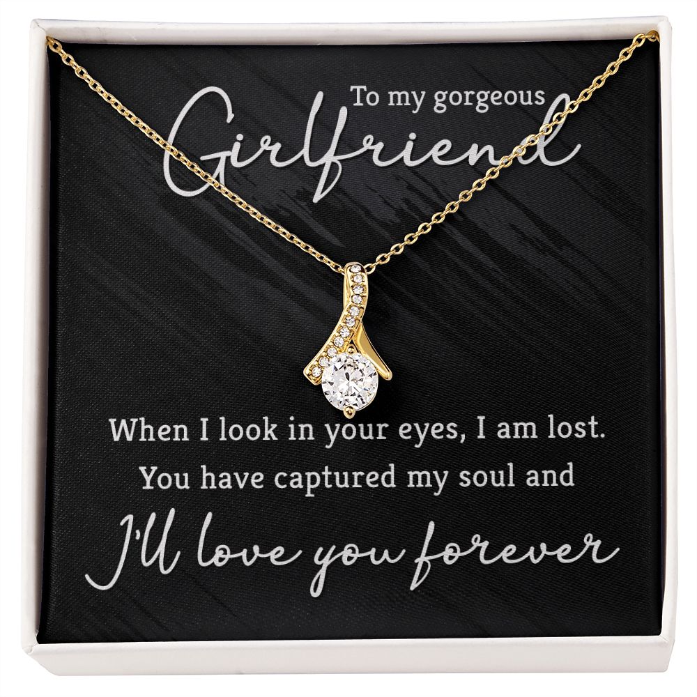 Elegant Cubic Zirconia Necklace for Girlfriend - 14K White or Yellow Gold Jewelry Gift for Women - Perfect for Anniversary, Birthday & Valentine's Day