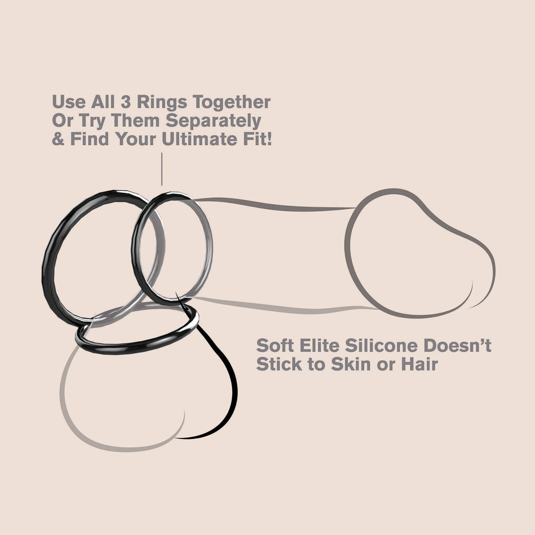 Fantasy C Ringz Silicone Cock Rings - 3-Piece Set for Enhanced Stamina & Pleasure | Soft Stretchy Penis Rings for Couples & Solo Play | Perfect for Intimate Moments & Spicing Up Your Sex Life