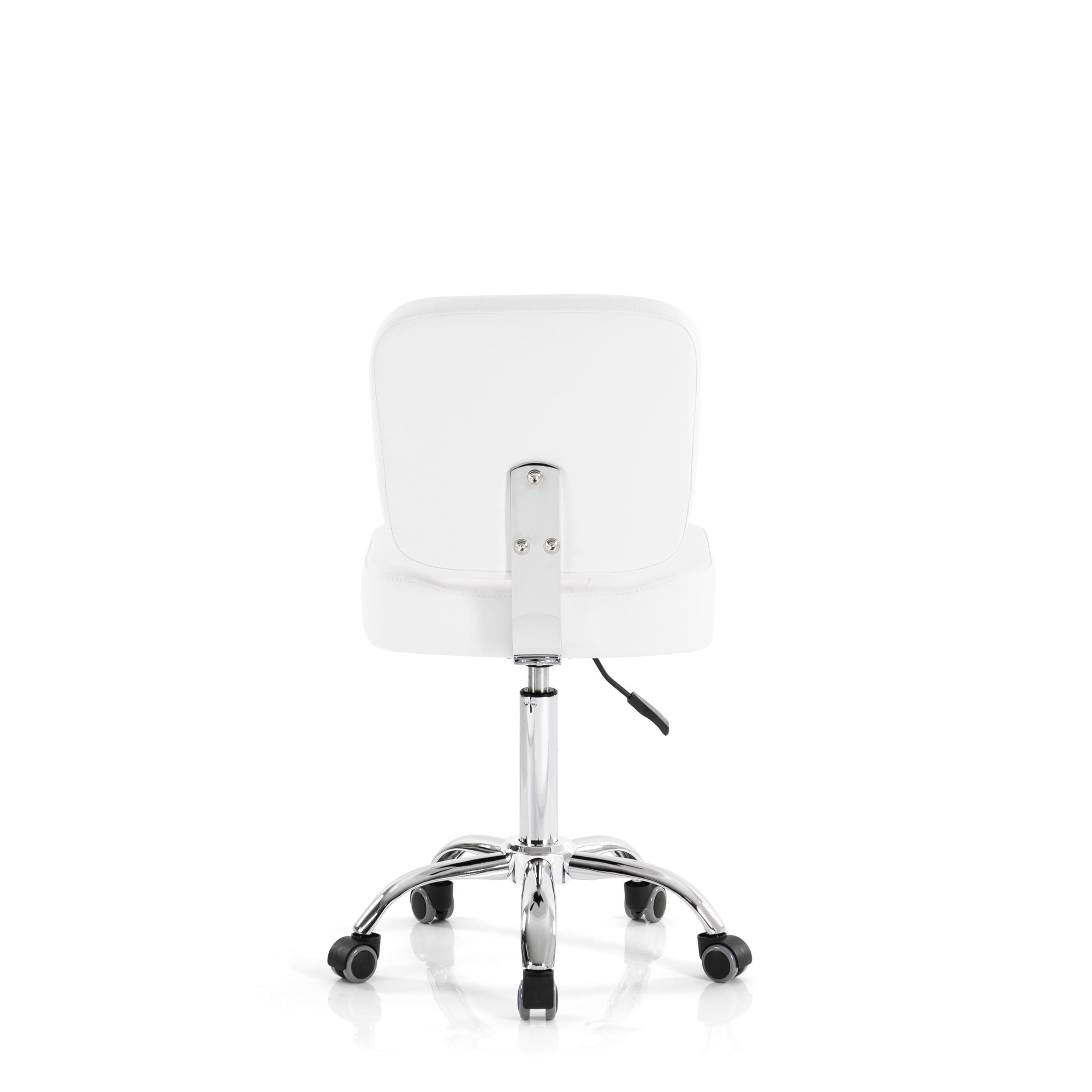 Adjustable Height Hydraulic Salon Stool with 360° Rotation & Backrest - Rolling Medical Spa Chair for Beauty, Tattoo, Pedicure - White (Perfect for Home Office, Salon & Spa Use)