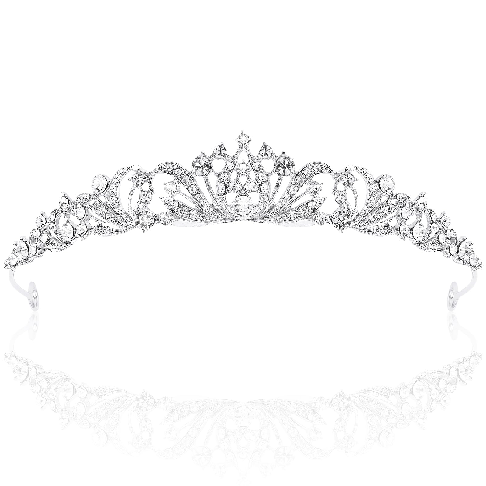 TOBATOBA Silver Tiara Crown for Women & Girls - Elegant Wedding Princess Crown for Bridal, Prom, Quinceañera, Birthday & Halloween | Hair Accessories for Special Occasions & Costume Parties