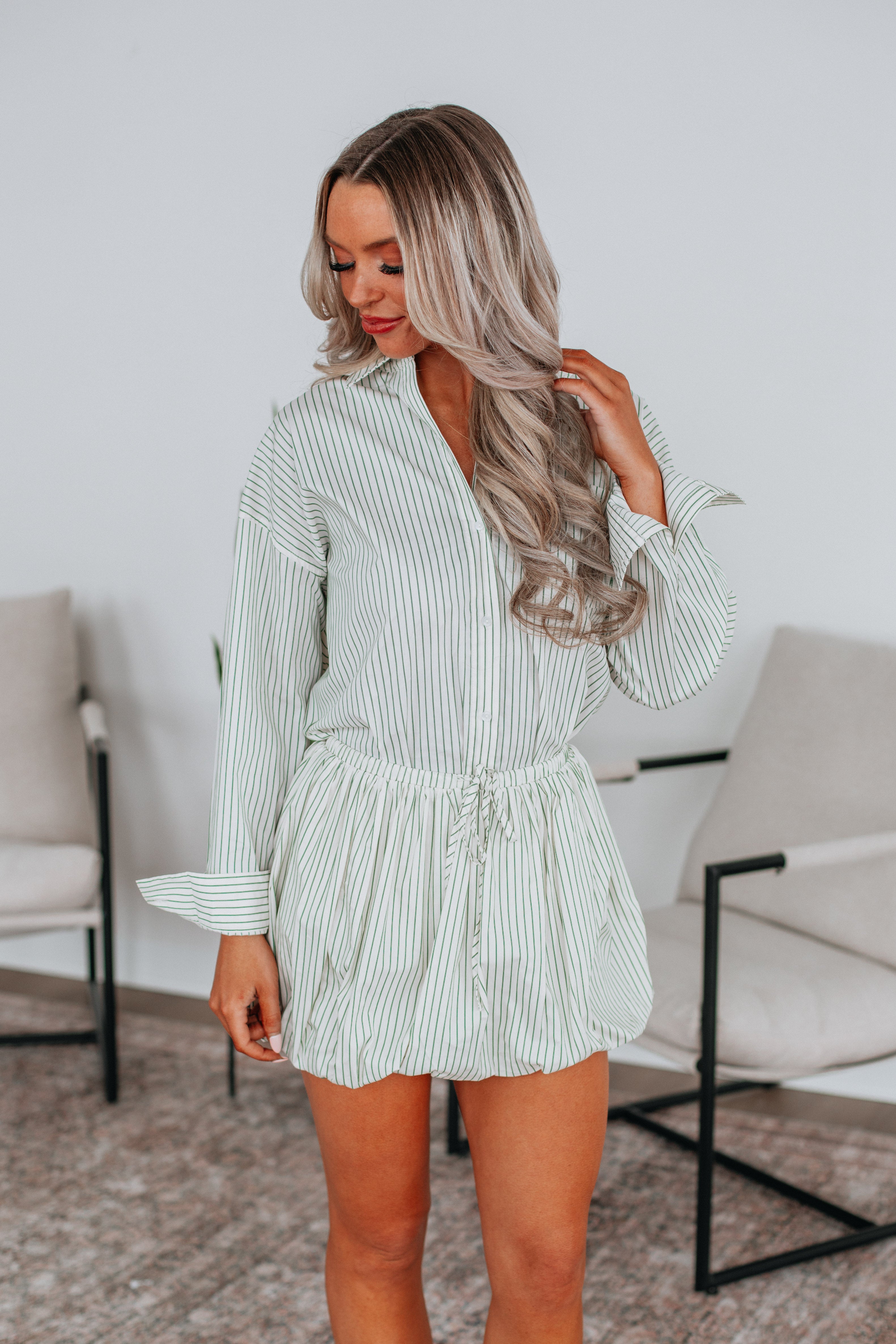 Aella Women's Striped Button Down Shirt - Casual Long Sleeve Blouse for Office, Date Night & Everyday Wear