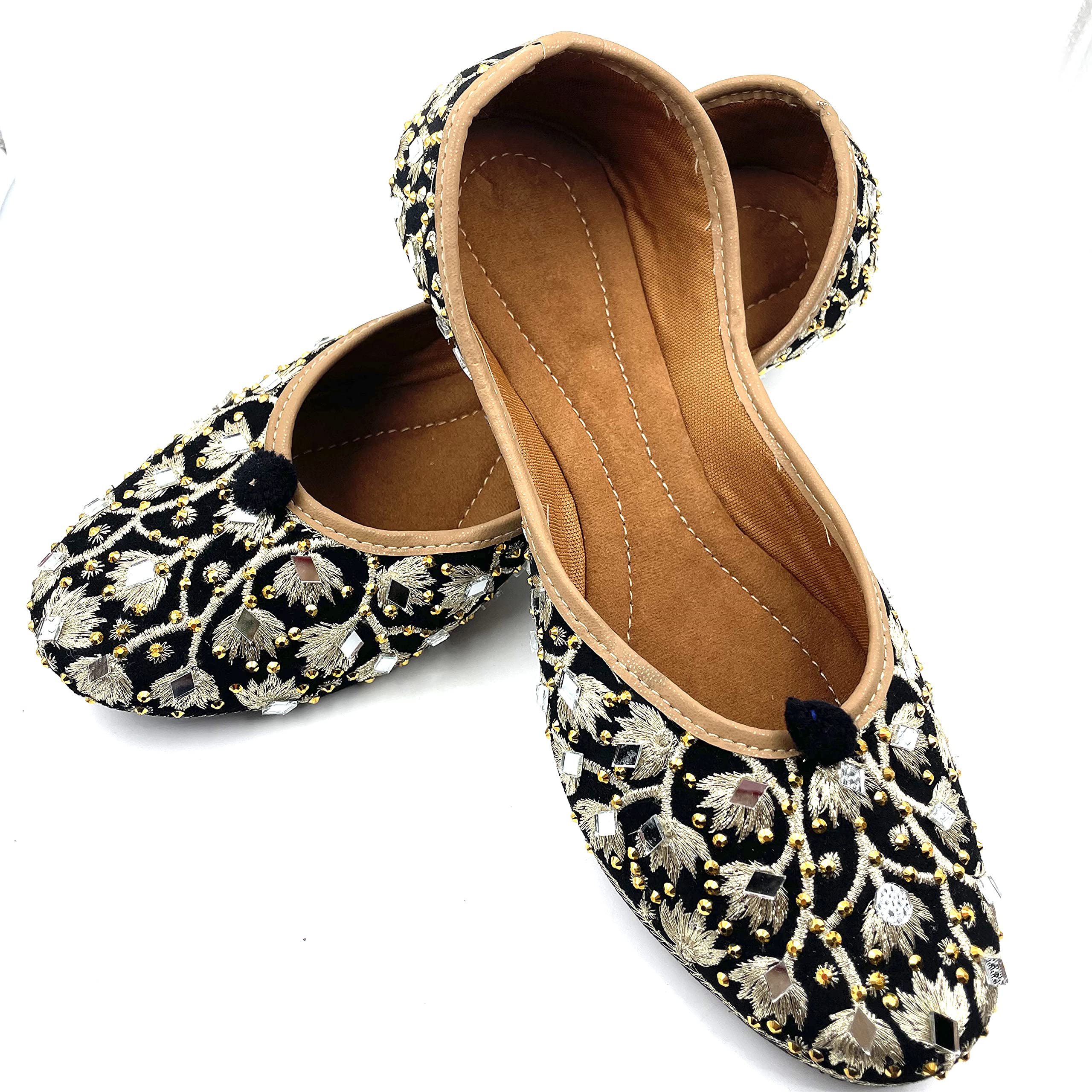 Chandrakala Women's Traditional Handmade Khussa Wedding Bridal Mojari Juti Punjabi Jutti Ethnic Flats - Comfortable & Stylish Indian Footwear for Weddings, Parties & Cultural Events (WF131)