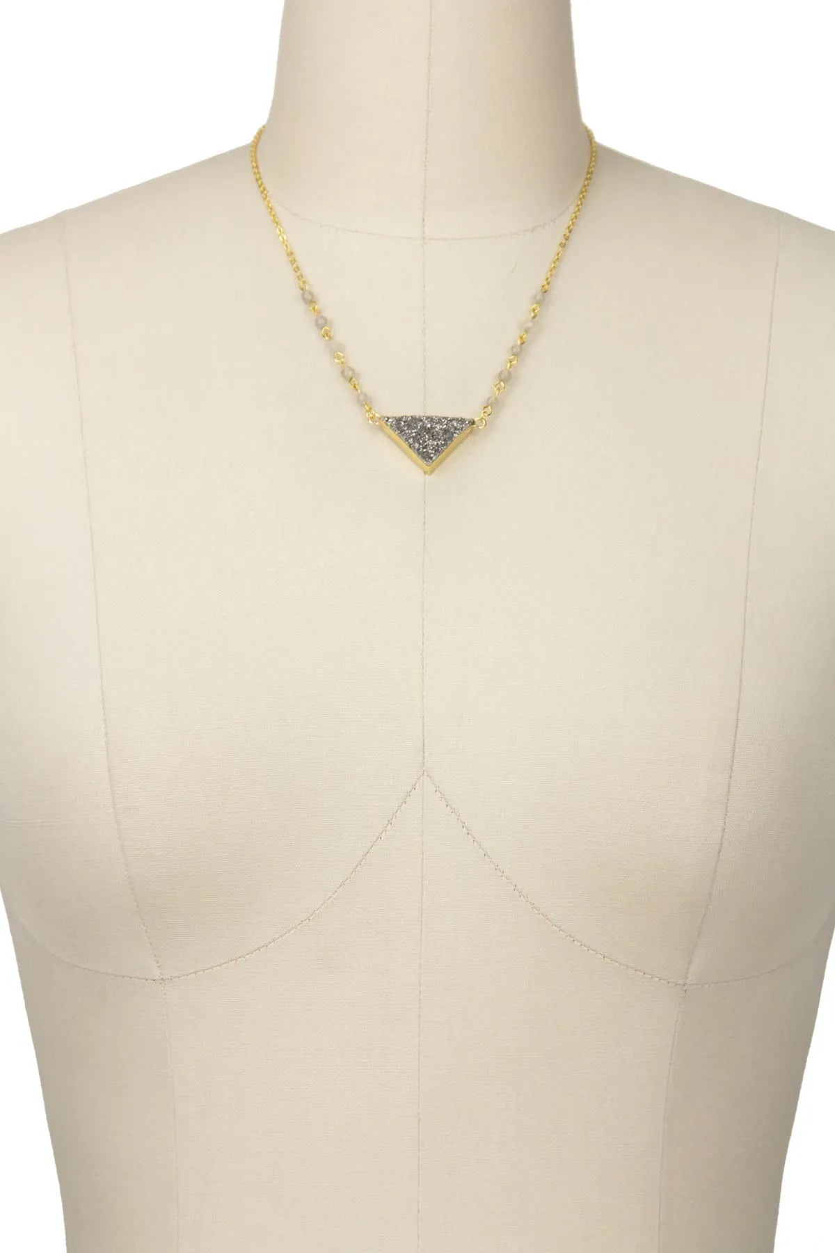 Druzy Triangle Pendant Necklace for Women - Elegant Boho Crystal Jewelry for Everyday Wear & Special Occasions