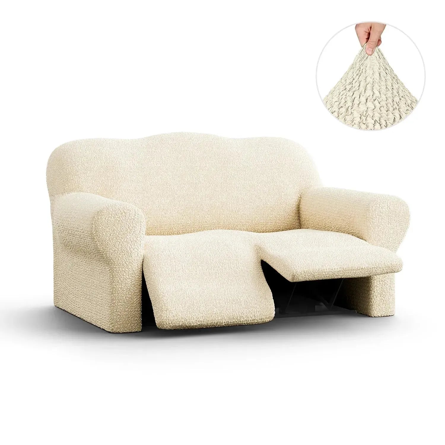 2 Seater Recliner Slipcover - Mille Righe Collection | Stretchable Sofa Cover for Living Room, Home Theater & Family Room Protection
