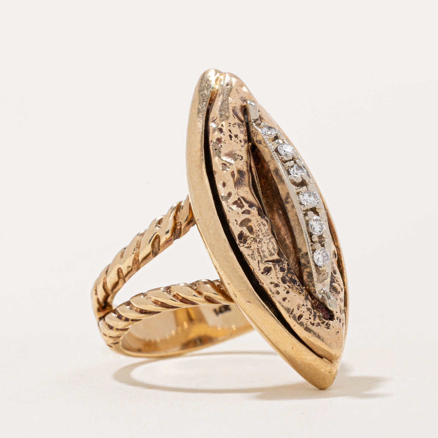 0.09ctw Marquise Diamond Navette Ring for Women - Size 6 | Elegant Wedding Band, Anniversary Gift & Special Occasion Jewelry