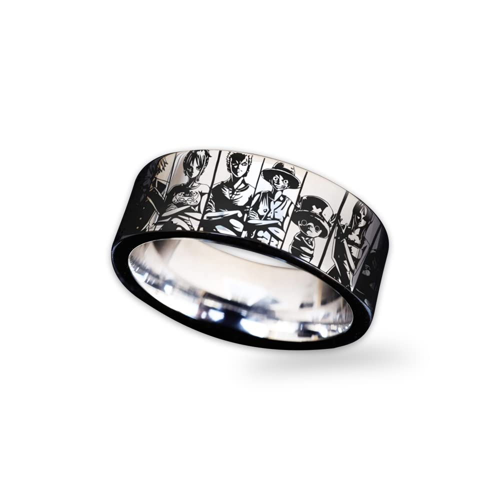 One Piece Wedding Ring - Monkey D Luffy & Roronoa Zoro Anime Engagement Band - Stainless Steel Cosplay Jewelry Gift for Anime Fans - Perfect for Cosplay, Weddings, and Anime-Themed Events